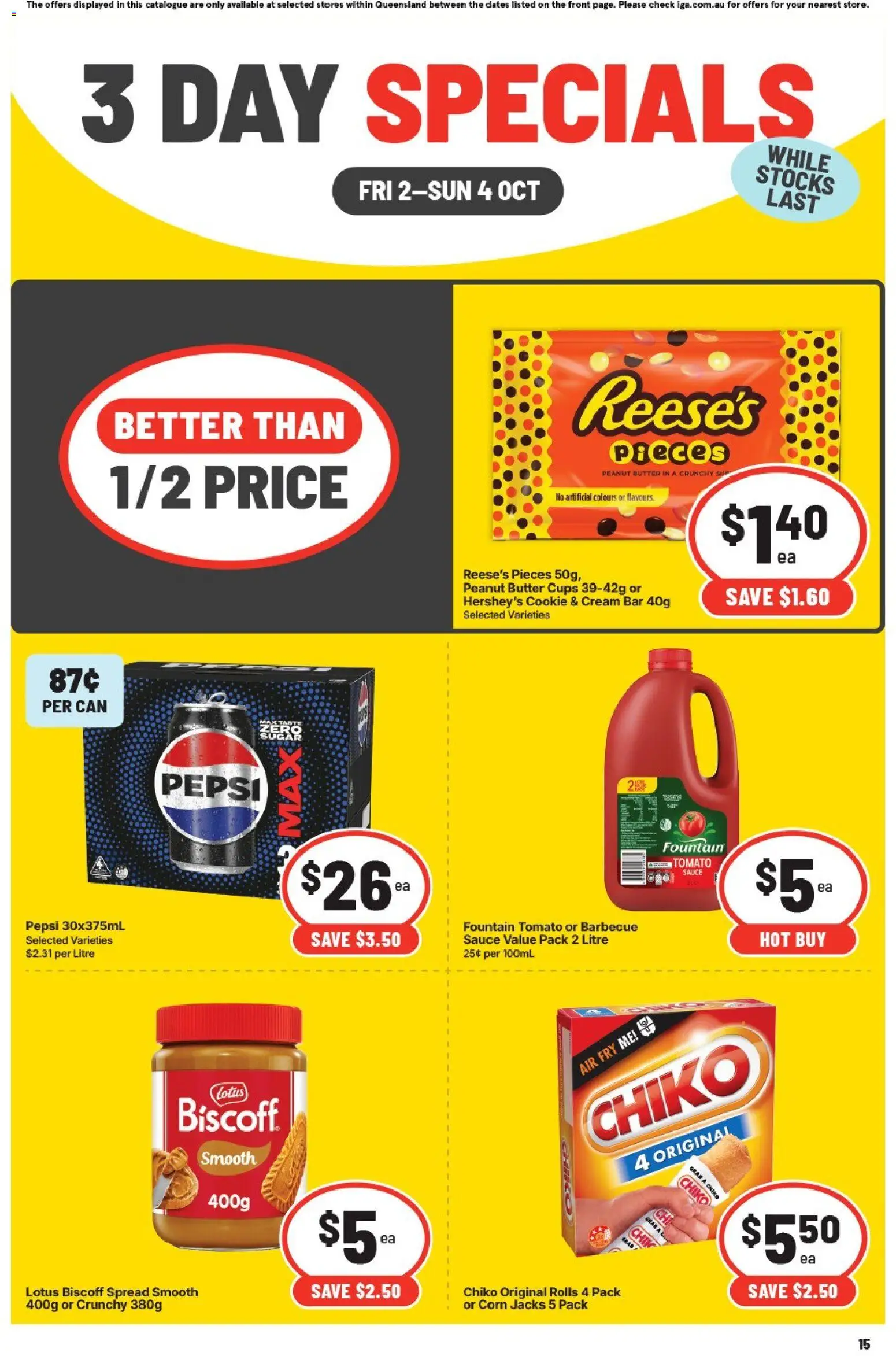 IGA catalogue - valid from 02/10/2026 | Page: 3 | Products: Corn, Pepsi, Cream, Sauce