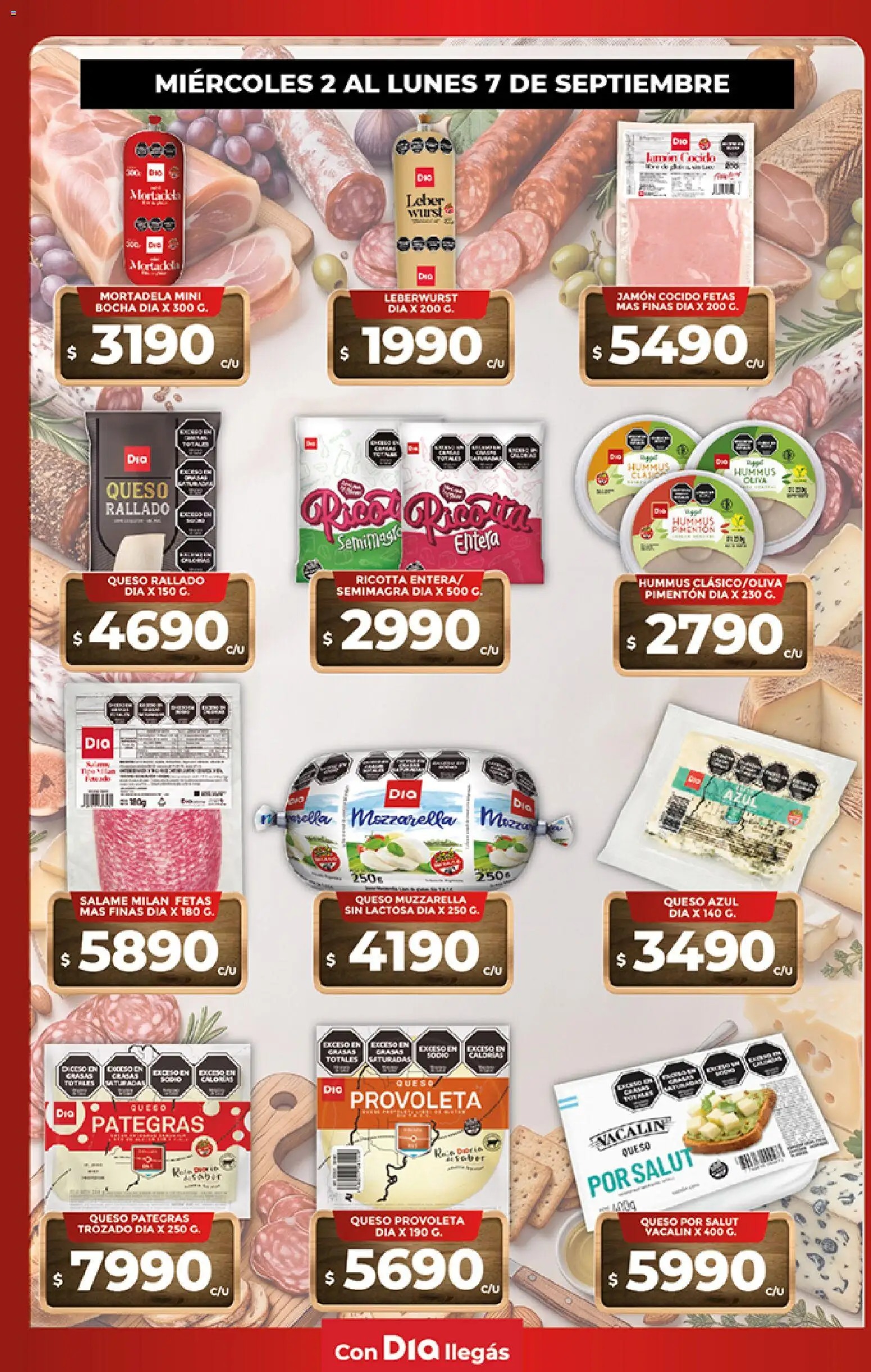 Supermercado DIA Folleto Frescos │ válido desde el 01/09/2026 | Página: 2 | Productos: Hummus, Queso azul, Queso, Salame