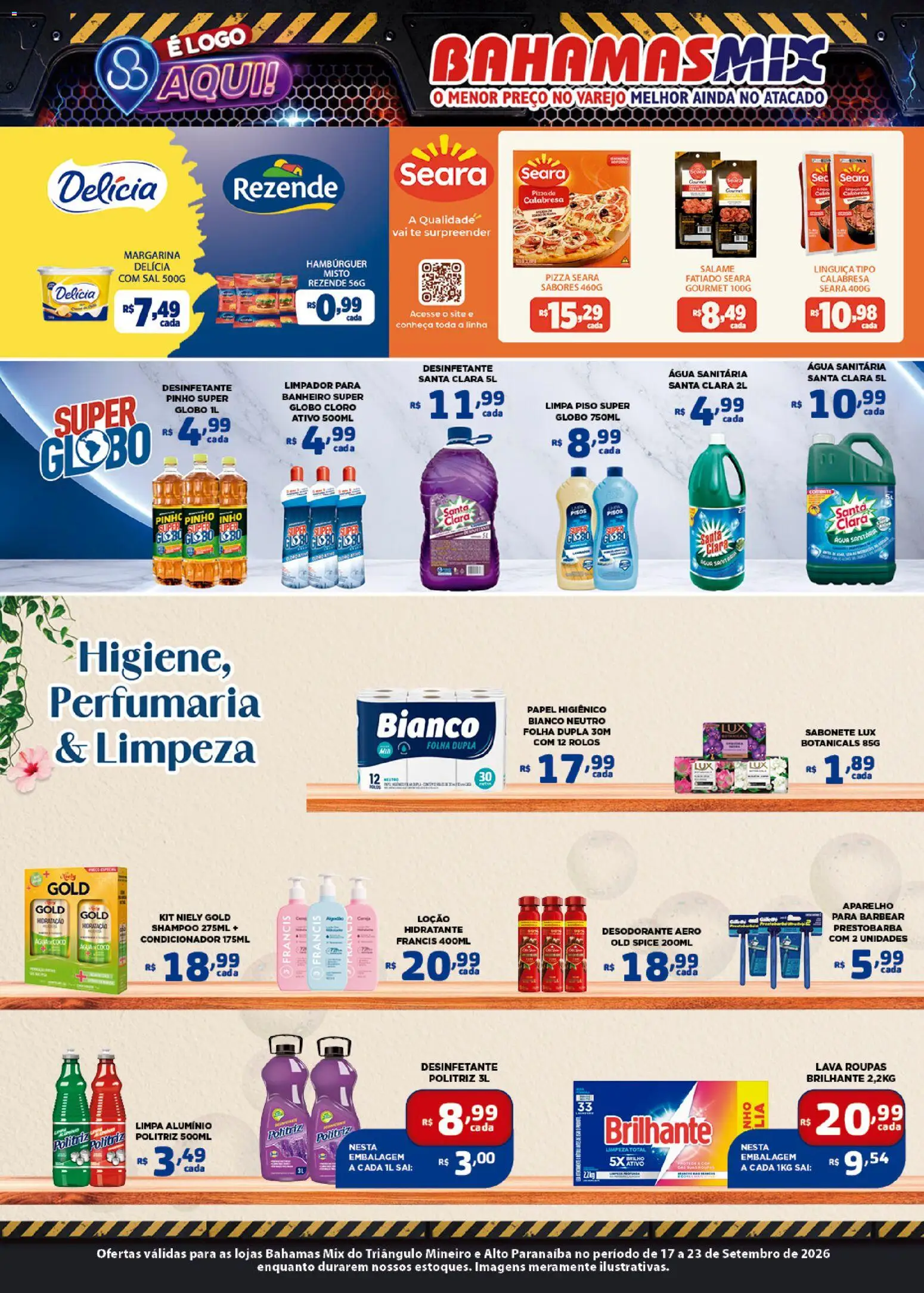Bahamas Mix Folheto - válido de 17/09/2026 | Página: 3 | Produtos: Piso, Desodorante, Linguiça, Pizza