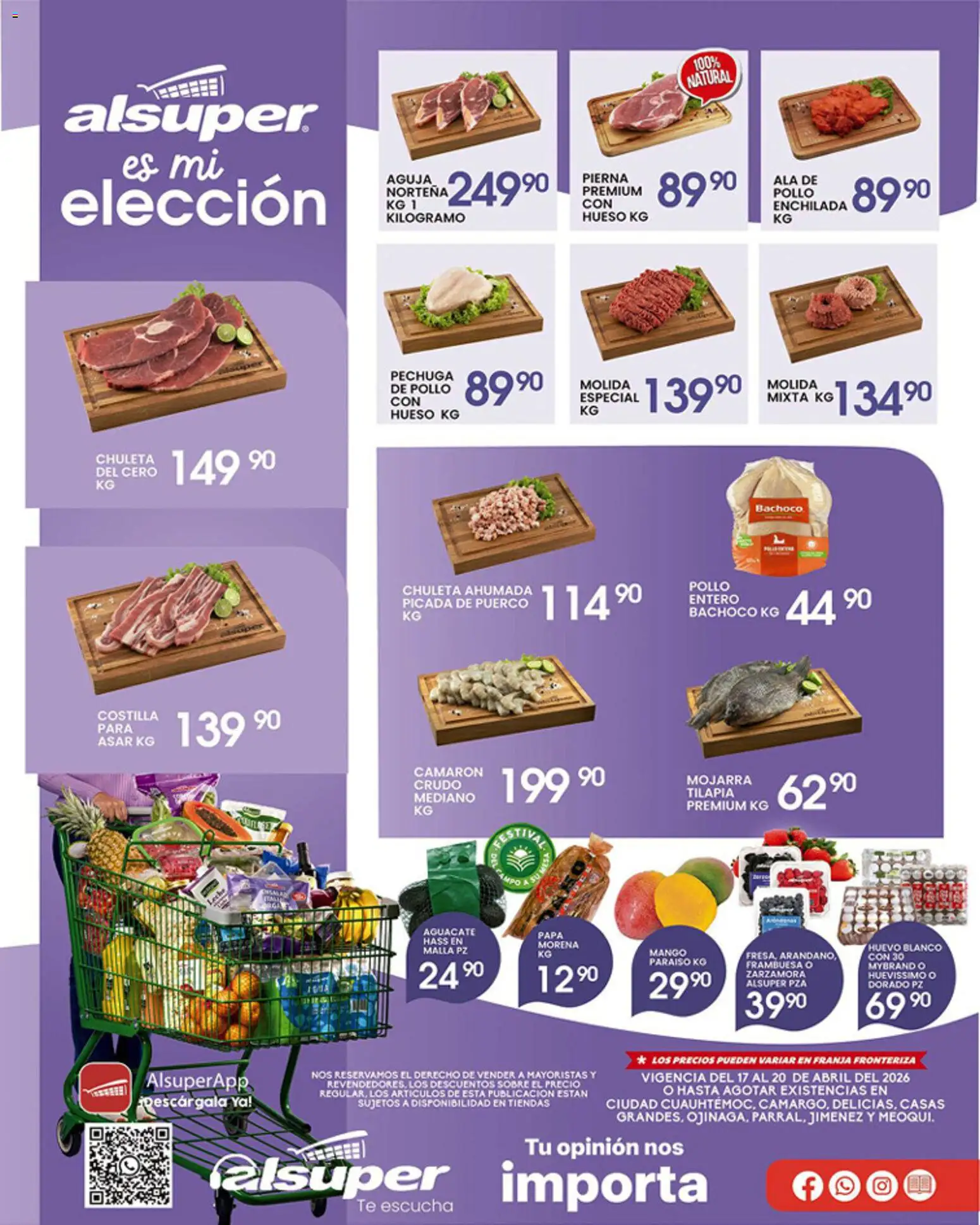 Nuevas ofertas de Alsuper válidas en toda la República Mexicana desde el 17.04.2026. ¡Encuentra las mejores ofertas en Alsuper folleto! | Página: 1 | Productos: Pollo, Aguacate, Malla, Sobre