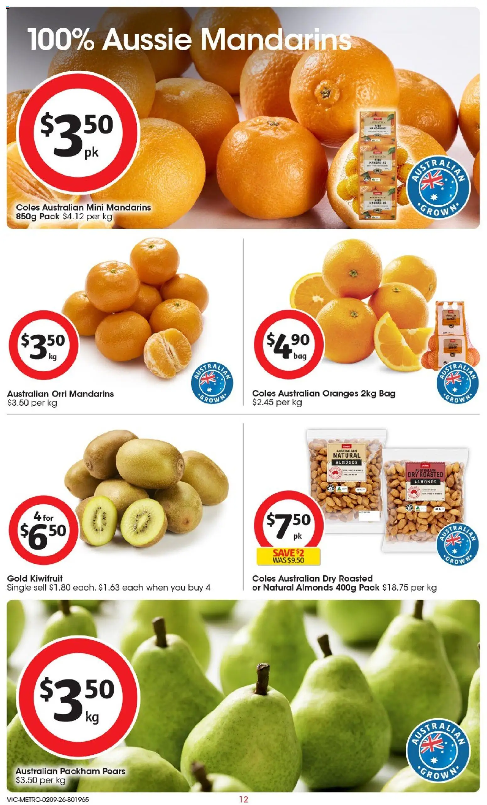 Coles catalogue - valid from 02/09/2026 | Page: 13 | Products: Roasted almonds, Almonds, Kiwifruit, Mandarins