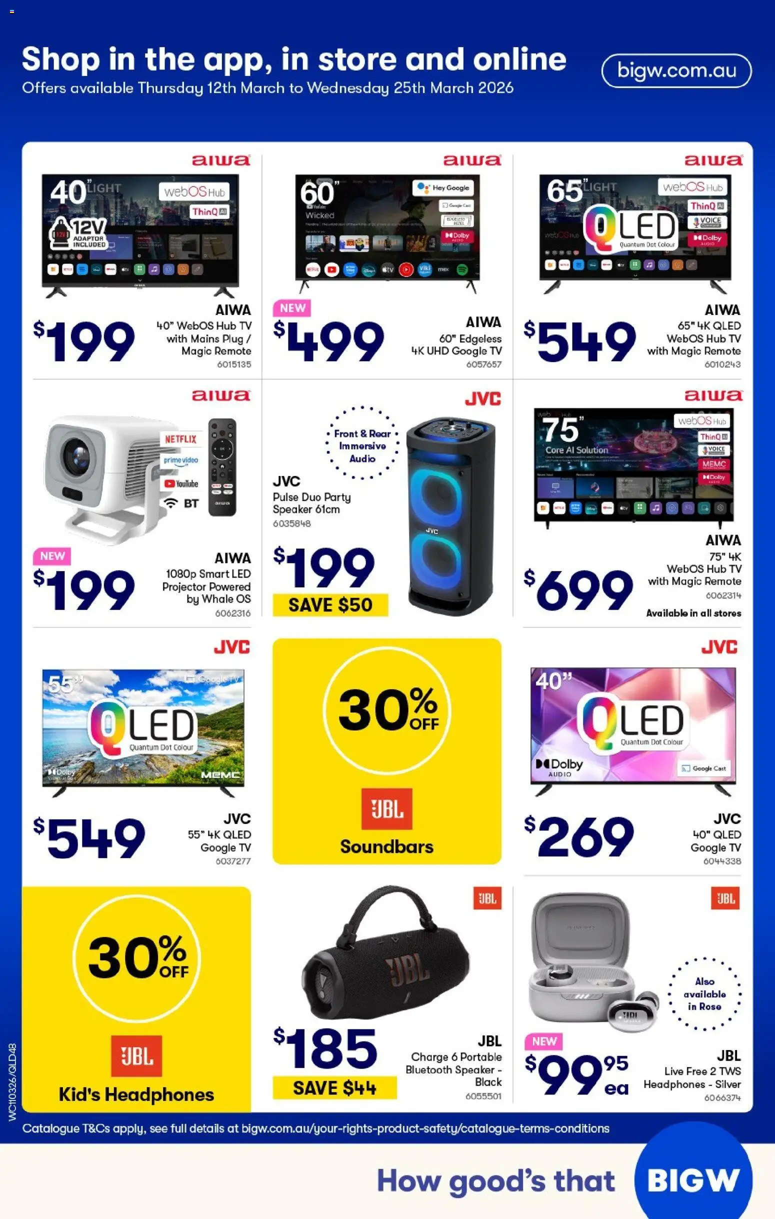 Woolworths catalogue - valid from 11.03.2026 | Page: 48 | Products: Bluetooth speaker, Tv, Headphones, Speaker