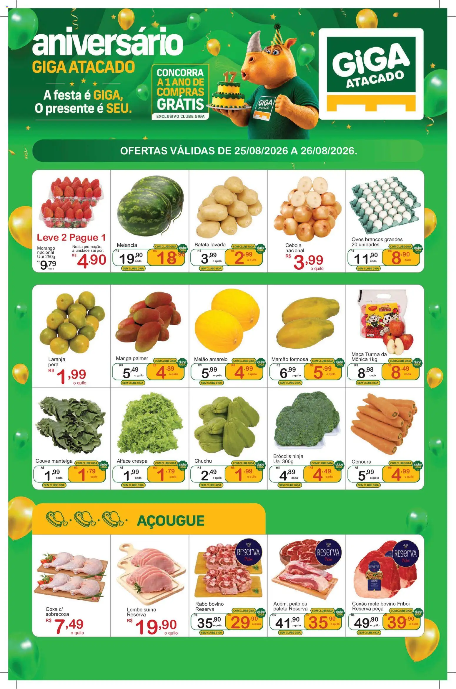 GIGA Atacado Folheto - válido de 25/08/2026 | Página: 1 | Produtos: Melancia, Melão, Chuchu, Manteiga