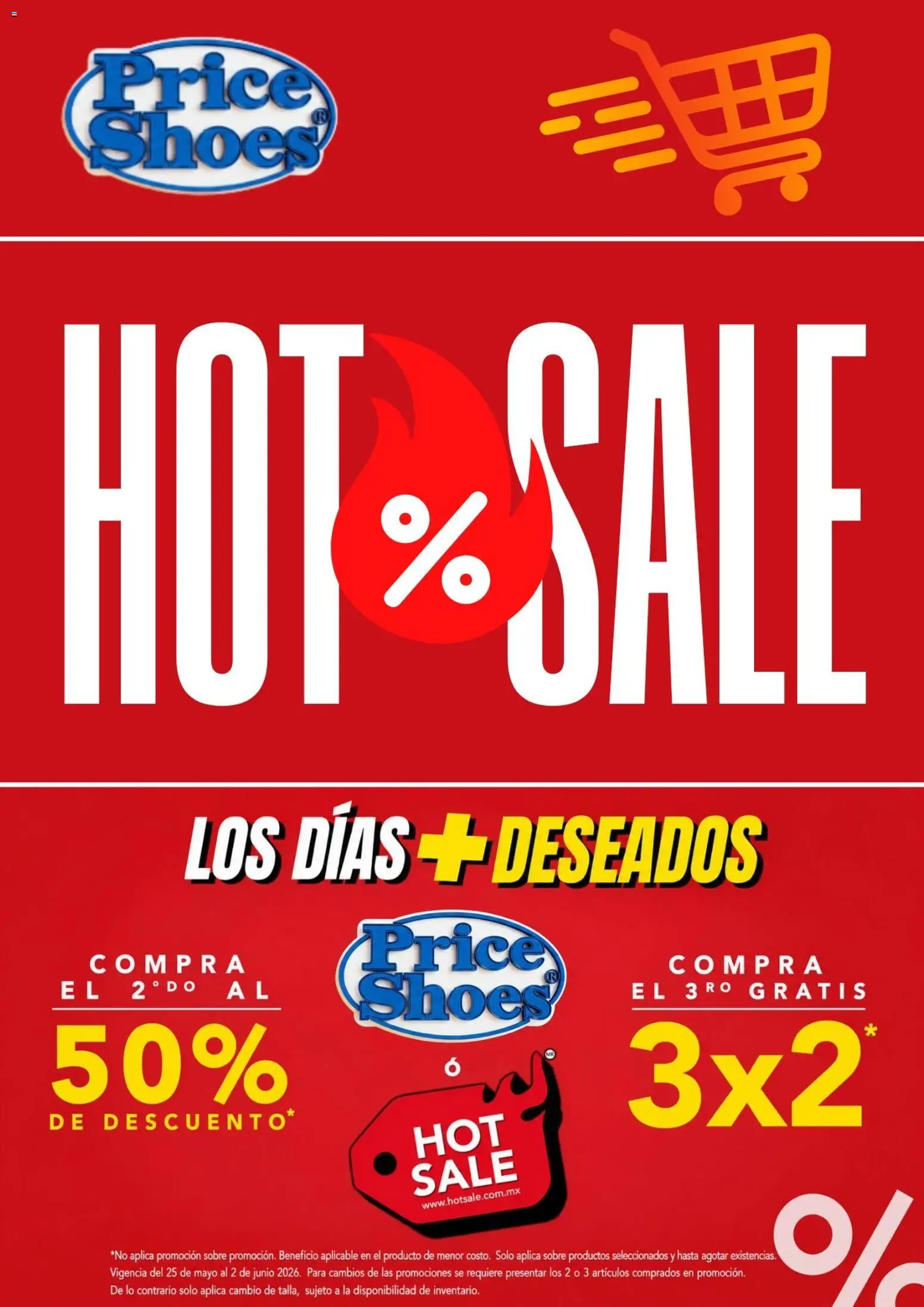 Nuevas ofertas de Price Shoes válidas en toda la República Mexicana desde el 25.05.2026. ¡Encuentra las mejores ofertas en Price Shoes Hot Sale! | Página: 1 | Productos: Sobre