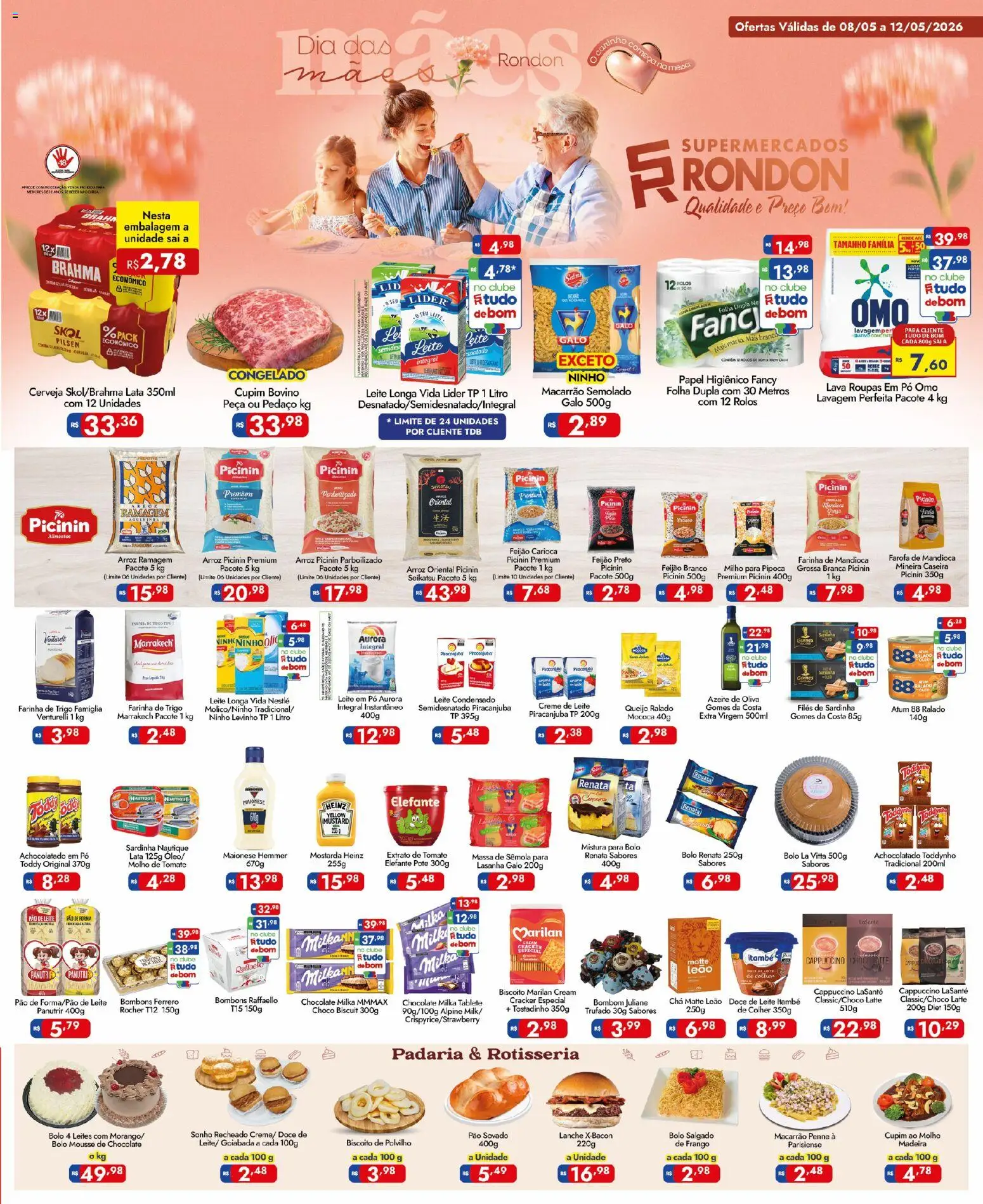 Supermercados Rondon Folheto - válido de 08.05.2026 | Página: 1 | Produtos: Feijão, Pó, Queijo, Leite em pó