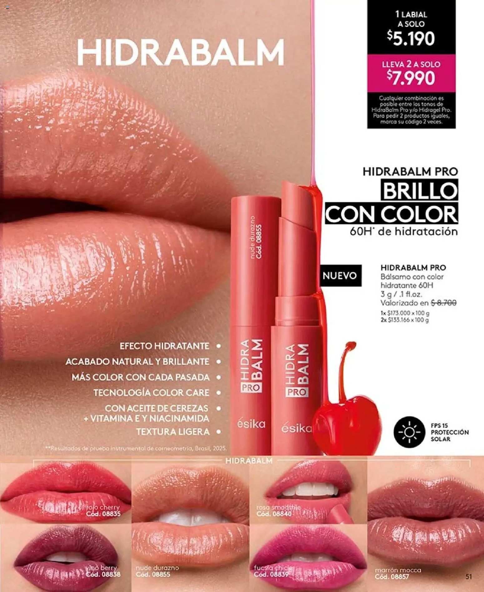 Catálogo Ésika Campaña 12 │ válido desde el 06.07.2026 | Página: 51 | Productos: Brillo, Cerezas, Durazno, Aceite