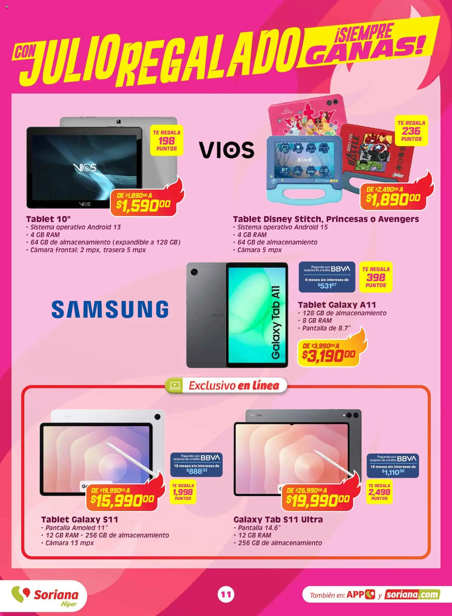 Nuevas ofertas de Soriana válidas en toda la República Mexicana desde el 03.06.2026. ¡Encuentra las mejores ofertas en Soriana Con Julio Regalado siempre ganas Híper Nacional! | Página: 10 | Productos: Tablet, Cámara, Té