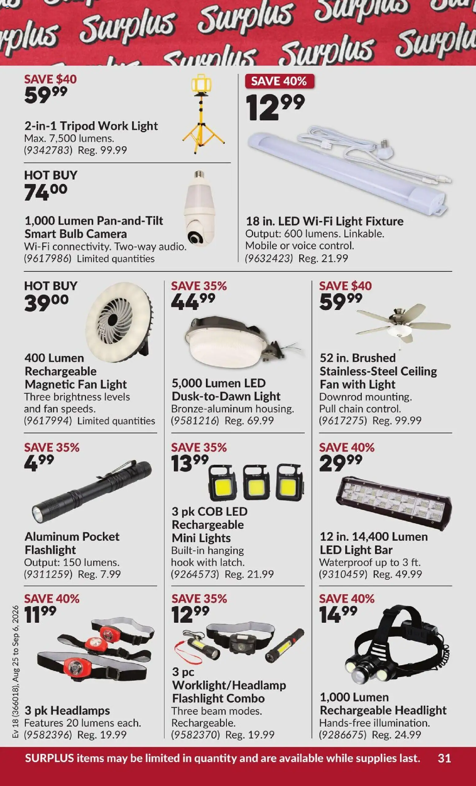 Princess Auto flyer valid from Aug 25, 2026 | Page: 32 | Products: PC, Camera, Fan, LED light