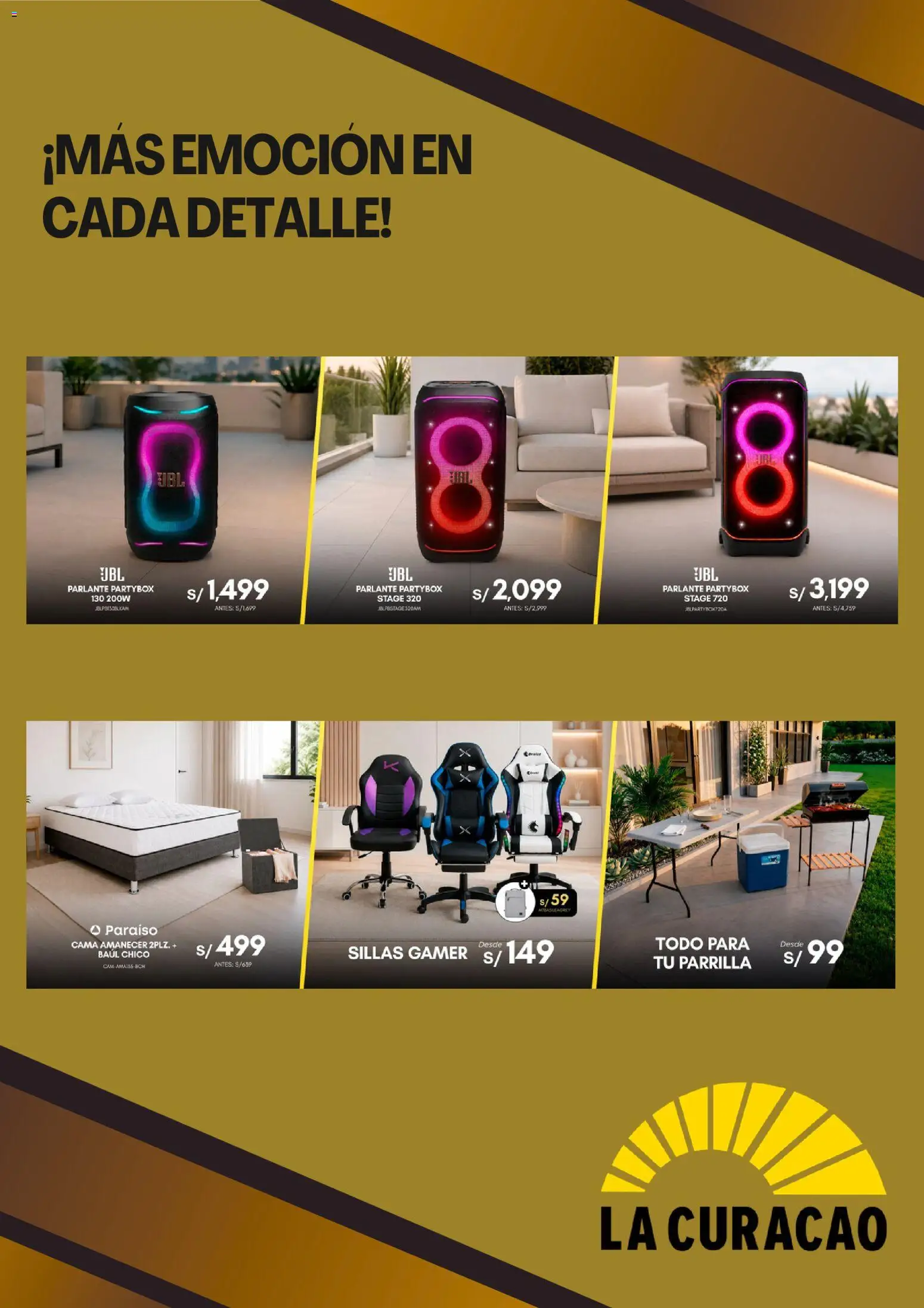 Catálogo La Curacao válido desde 17/08/2026 | Página: 5 | Productos: Cama, Parlante, Parrilla