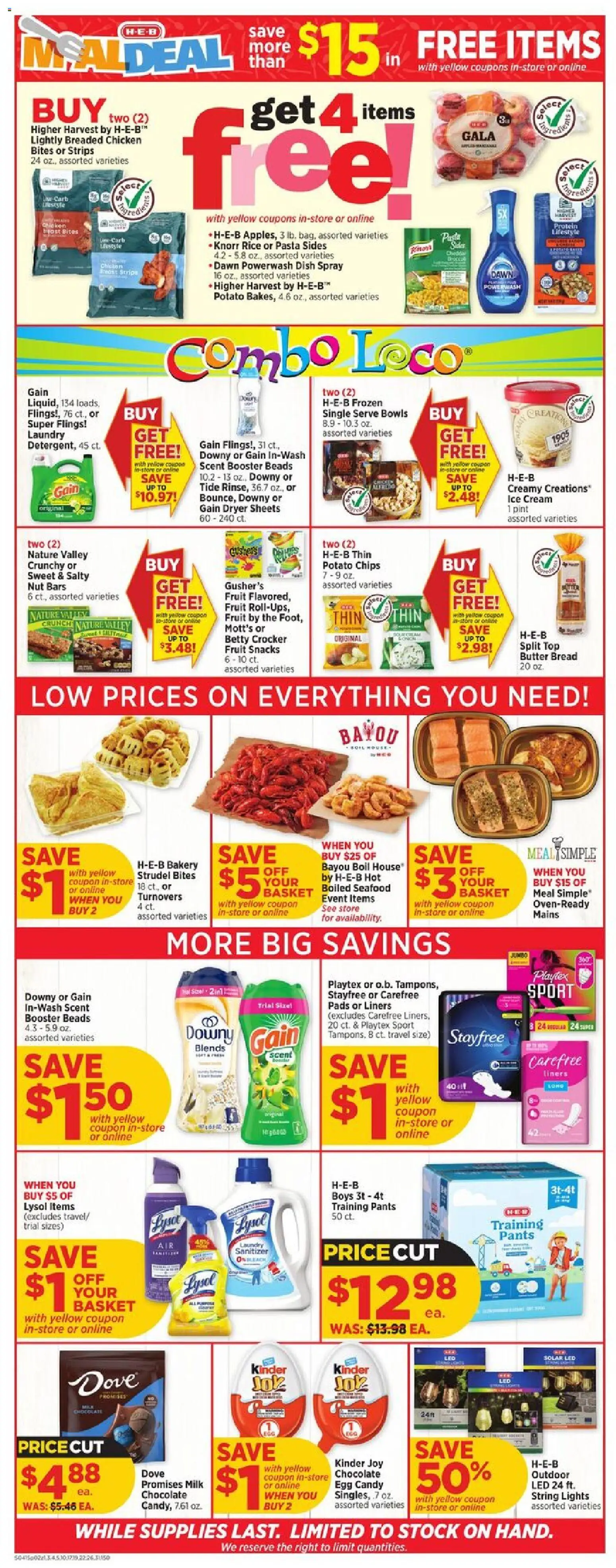 H-E-B Weekly Ad - valid from 15.04.2026 | Page: 2 | Products: Sour cream, Pasta, Pads, Ice cream