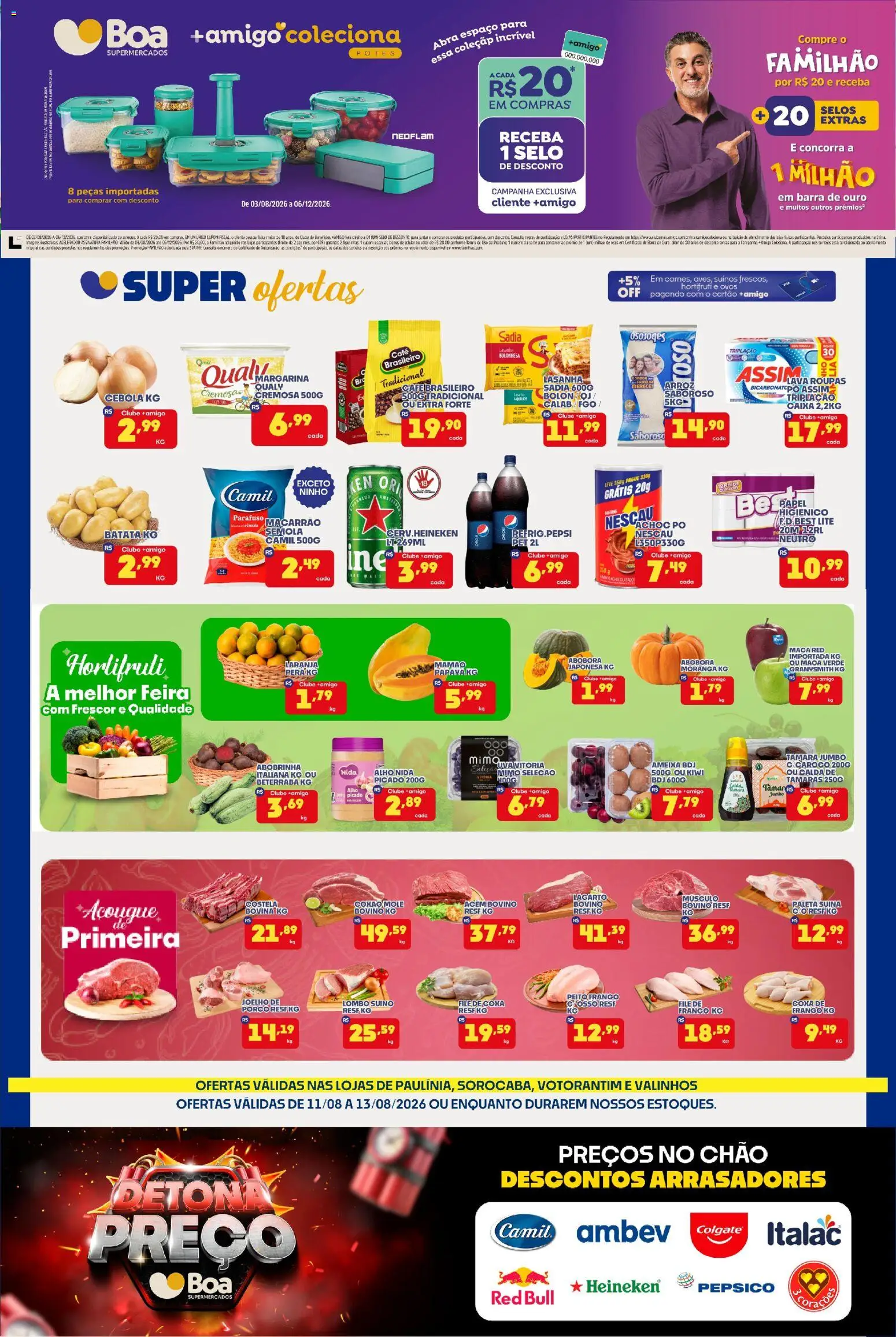 Boa Supermercados Folheto - válido de 11/08/2026 | Página: 1 | Produtos: Pera, Acém, Costela bovina, Margarina