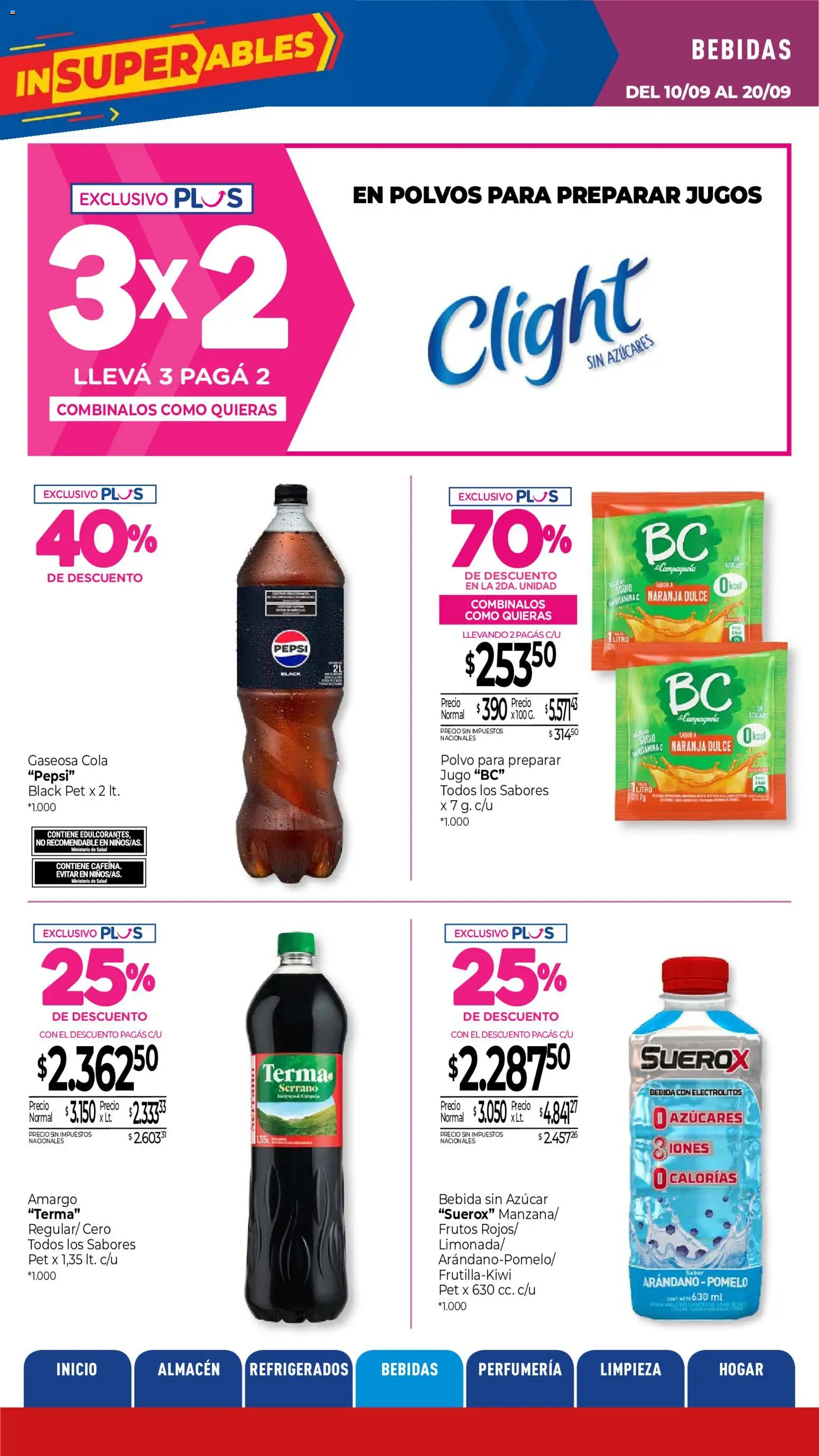 La Anonima catálogo │ válido desde el 10/09/2026 | Página: 23 | Productos: Pepsi, Azucar, Gaseosa, Jugo
