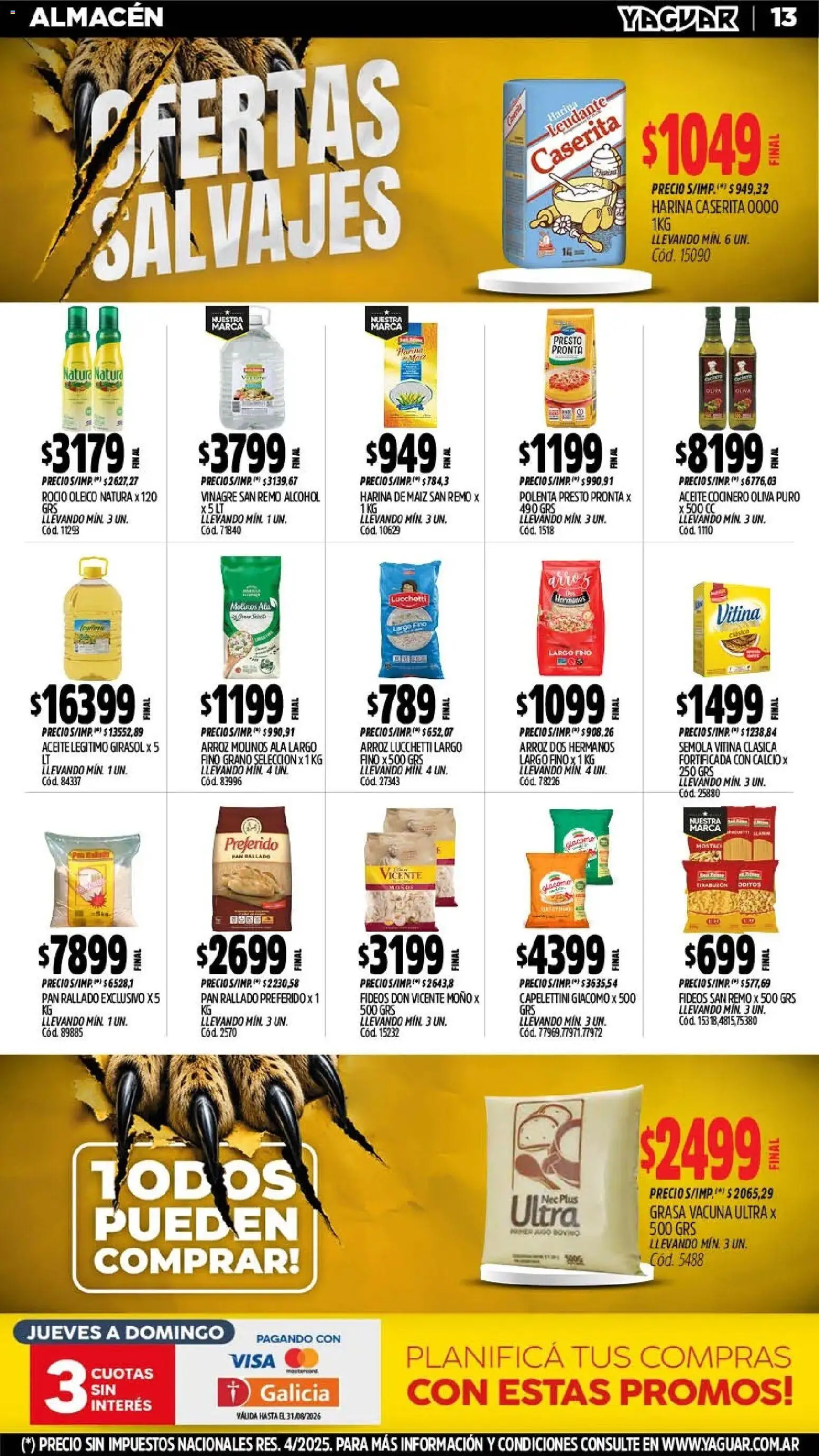 Yaguar - Oferta Semanal Parque Chacabuco │ válido desde el 03/08/2026 | Página: 14 | Productos: Harina, Polenta, Oliva, Arroz