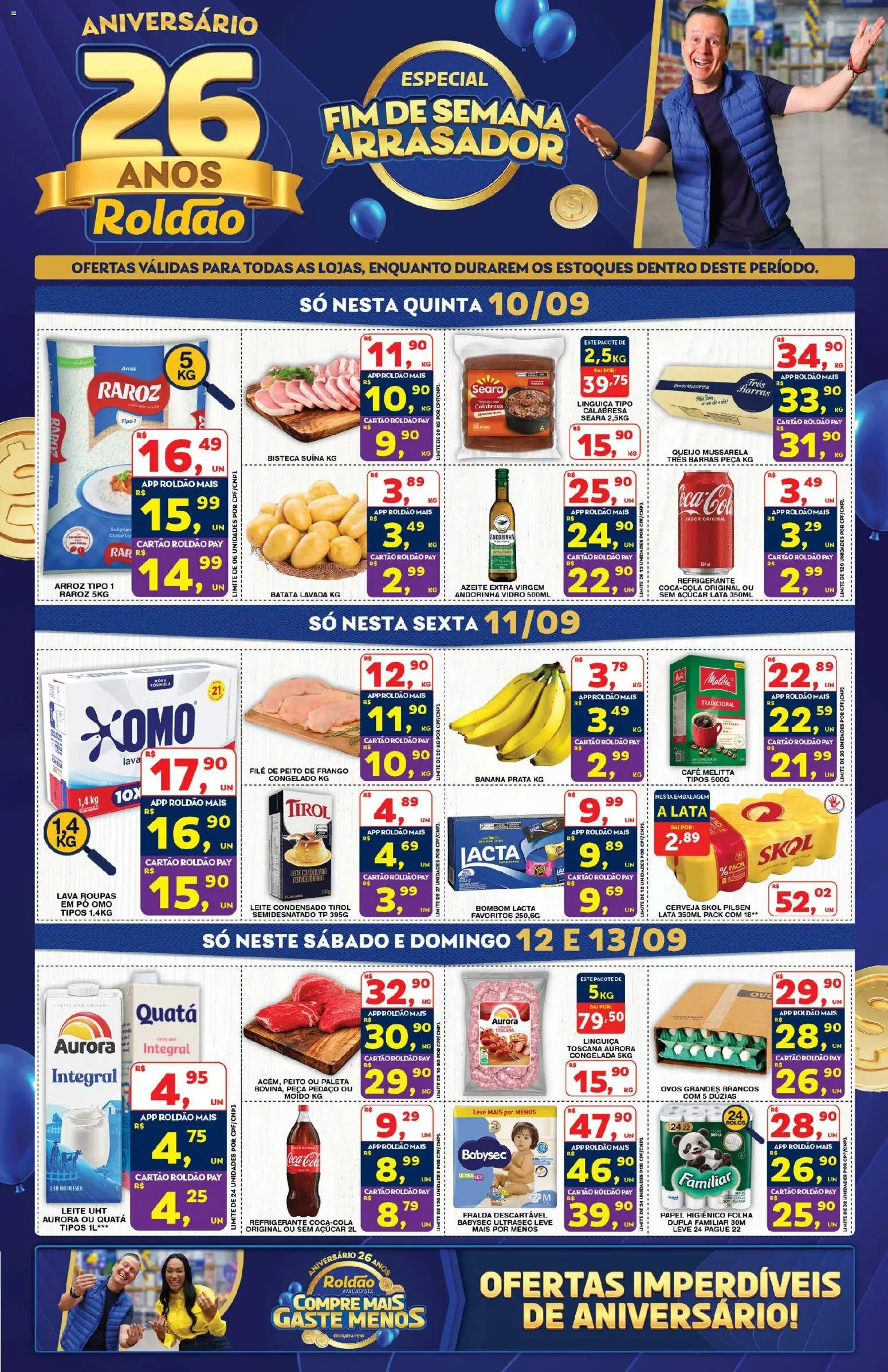 Roldão Folheto - válido de 09/09/2026 | Página: 1 | Produtos: Queijo, Refrigerante, Frango, Leite condensado