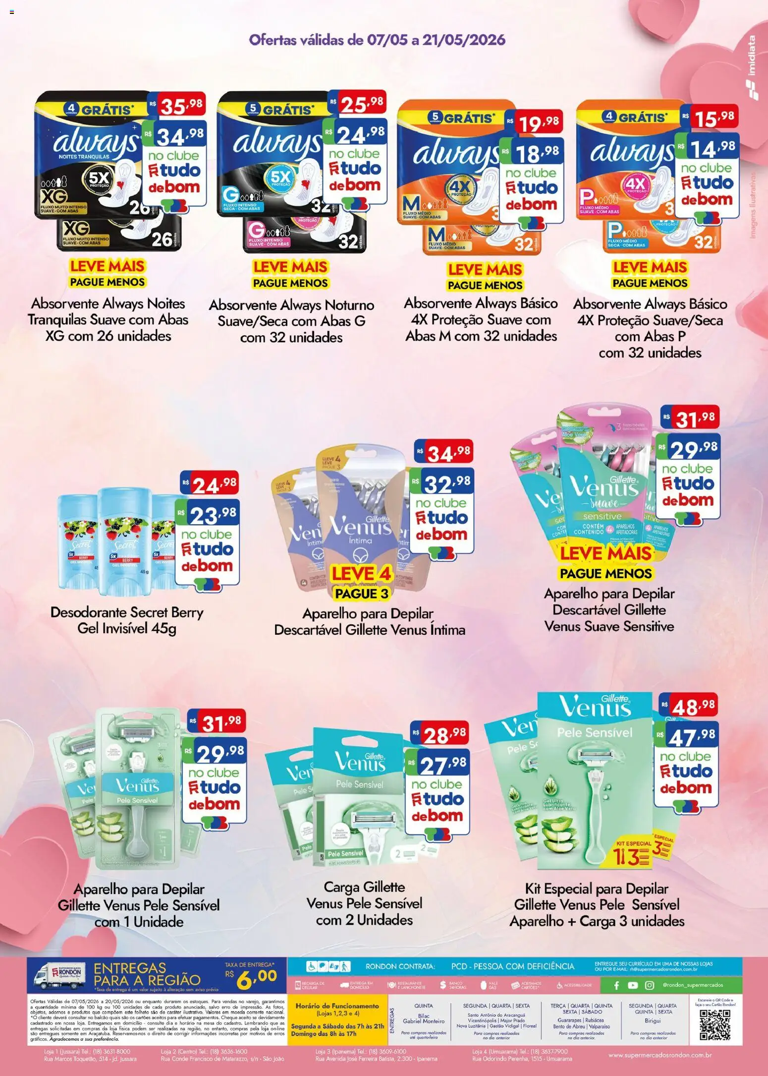 Supermercados Rondon Folheto - válido de 07.05.2026 | Página: 2 | Produtos: Desodorante, Mesa, Faca, Absorvente