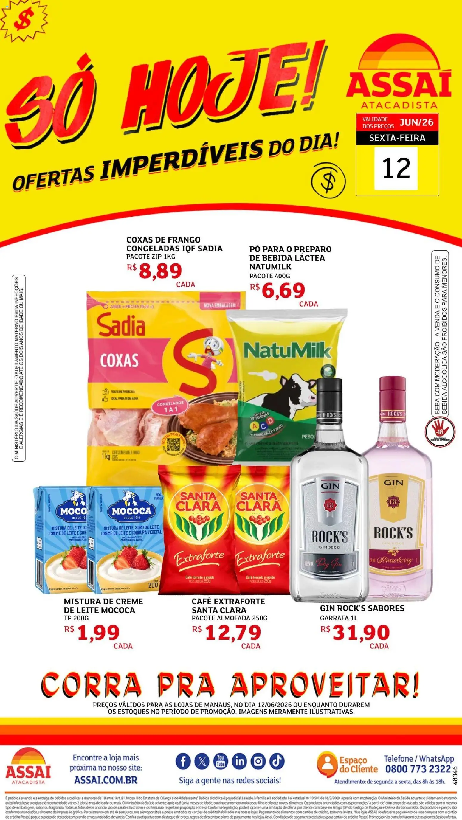 Assaí Atacadista Folheto - válido de 12.06.2026 | Página: 1 | Produtos: Ferro, Pó, Pneus, Gin
