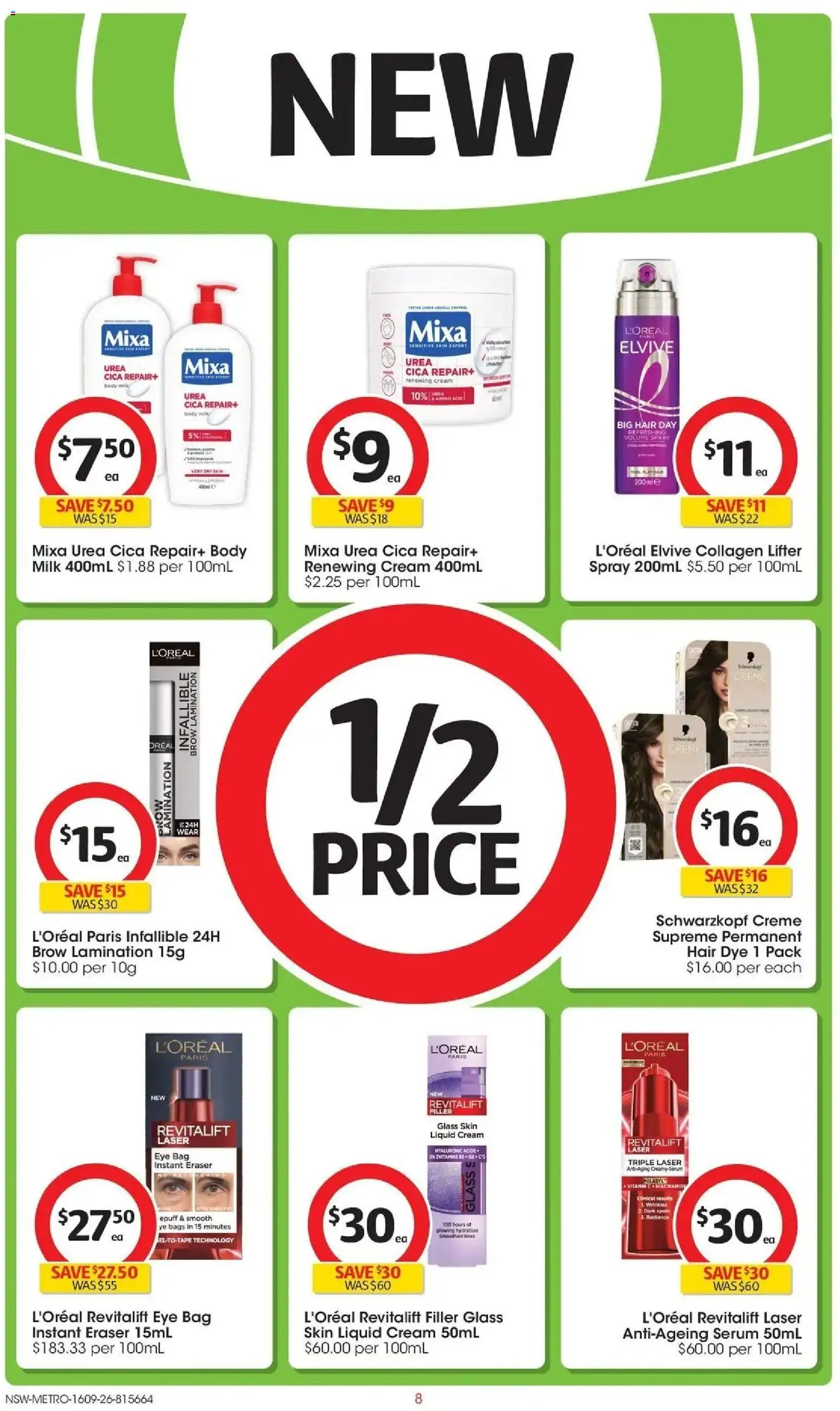 Coles catalogue - valid from 16/09/2026 | Page: 8 | Products: Milk, Hair spray, Anti-ageing, Vitamin