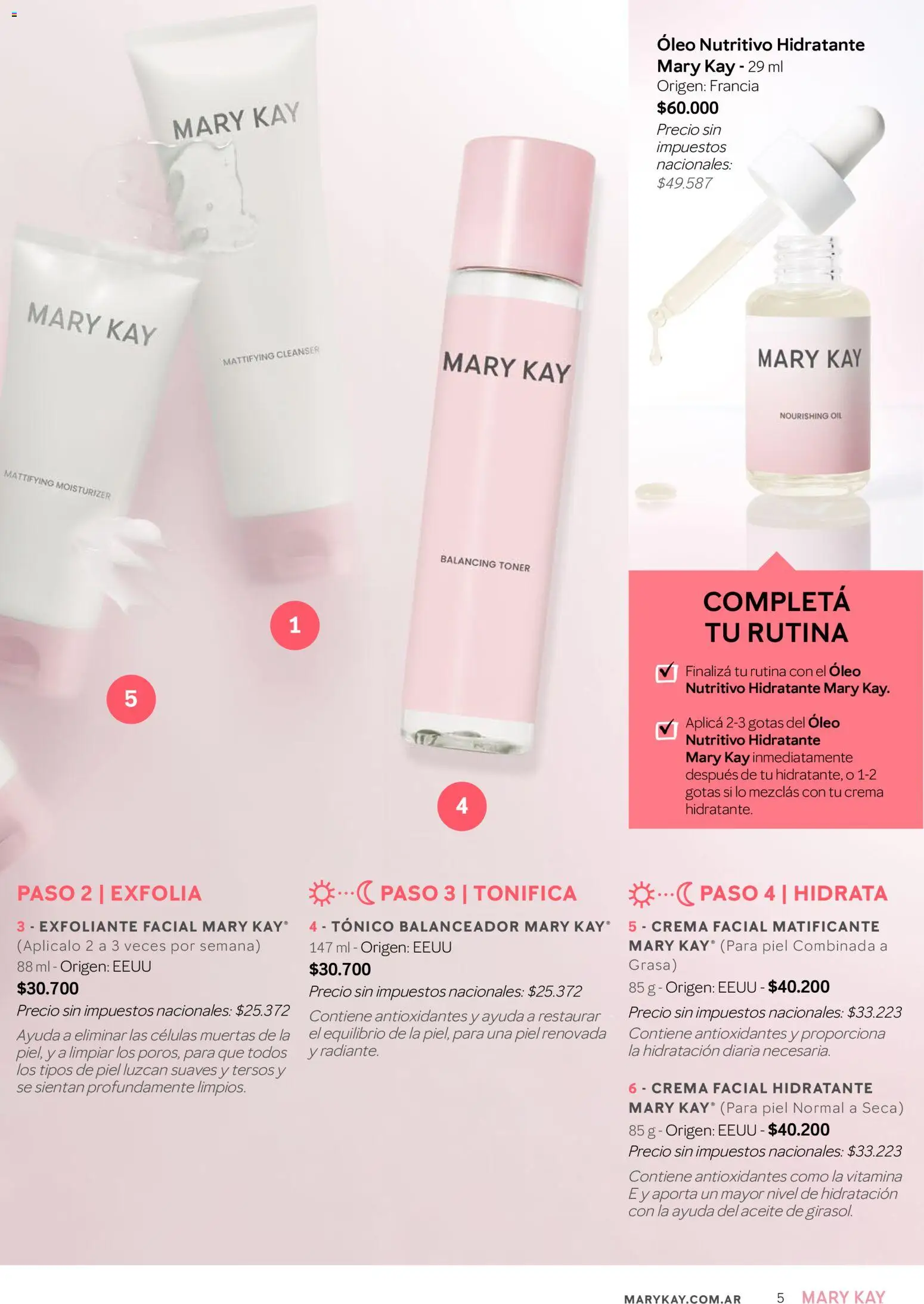 Mary Kay catálogo │ válido desde el 01/08/2026 | Página: 5 | Productos: Aceite, Exfoliante facial, Crema