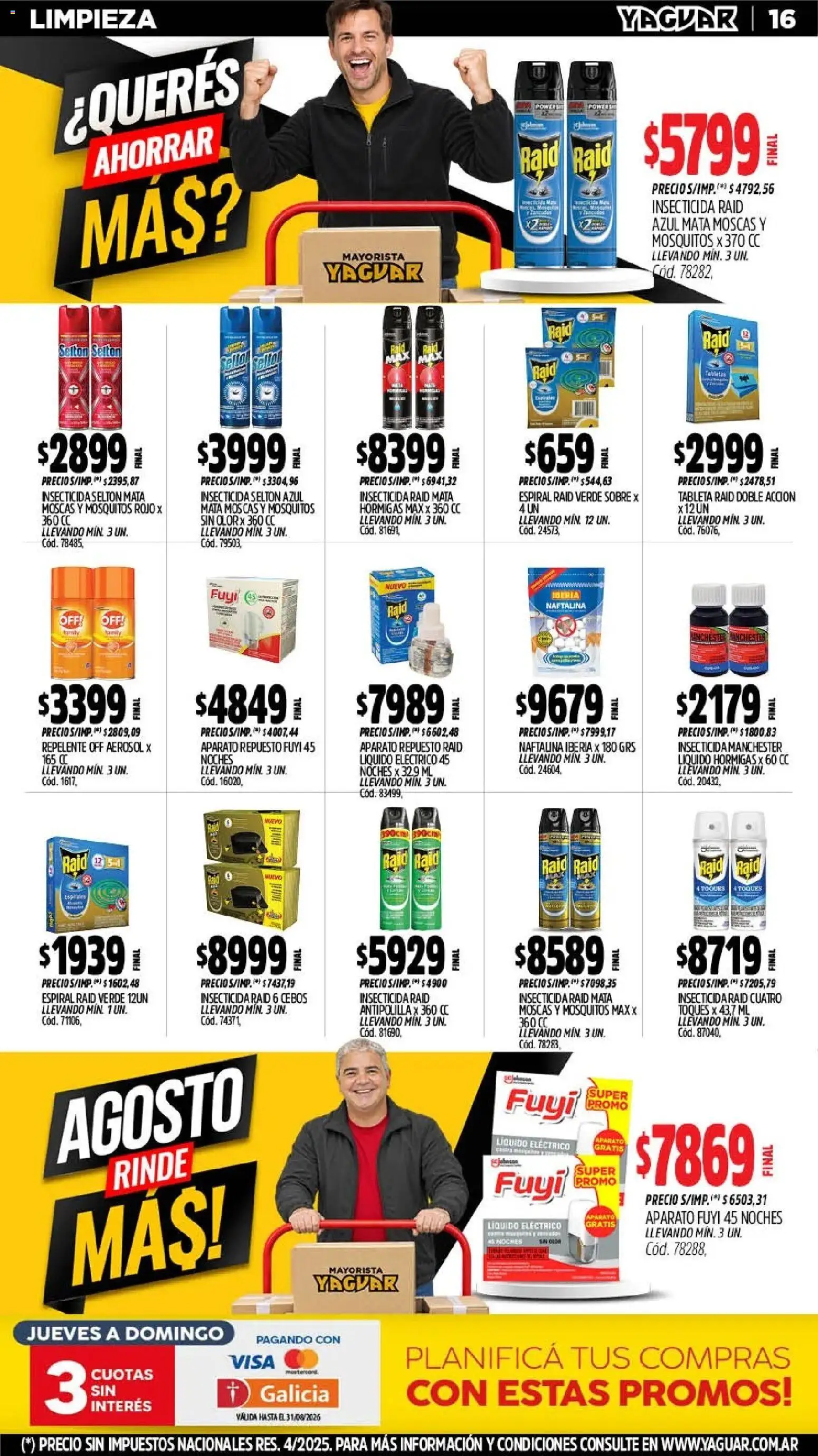 Yaguar - Oferta Semanal Mar del Plata │ válido desde el 17/07/2026 | Página: 16 | Productos: Mata moscas, Tableta, Repelente, Sobre