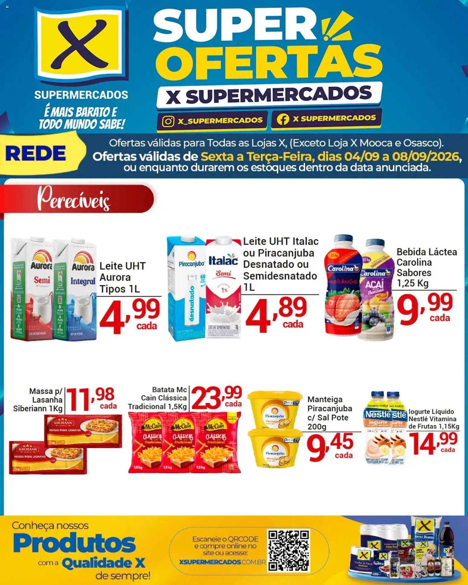 X Supermercados Folheto - válido de 04/09/2026 | Página: 2 | Produtos: Manteiga, Lasanha, Sal, Açaí