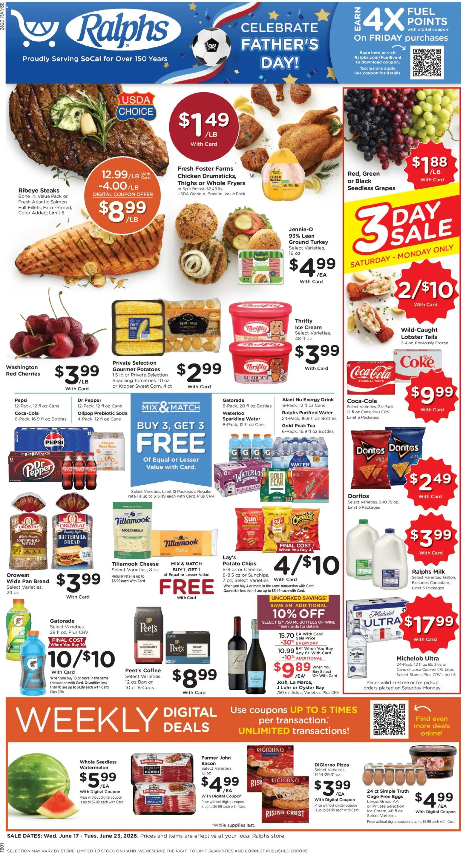 Ralphs Weekly Ad - valid from 17.06.2026 | Page: 1 | Products: Pan, Cream, Potatoes, Grapes