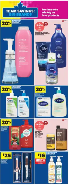 Preview of Real Canadian Superstore weekly flyer / circulaire from shop Real Canadian Superstore valid from Jul 9, 2026 | Page: 16 | Products: Fragrance, Brush, Makeup remover, Soap