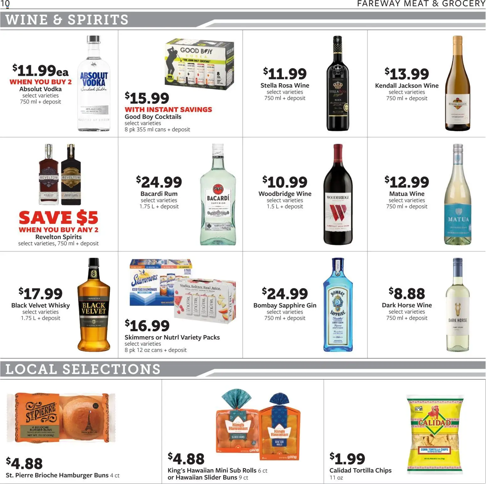 Fareway Weekly Ad - valid from 07/20/2026 | Page: 10 | Products: Juice, Wine, Chips, Vodka