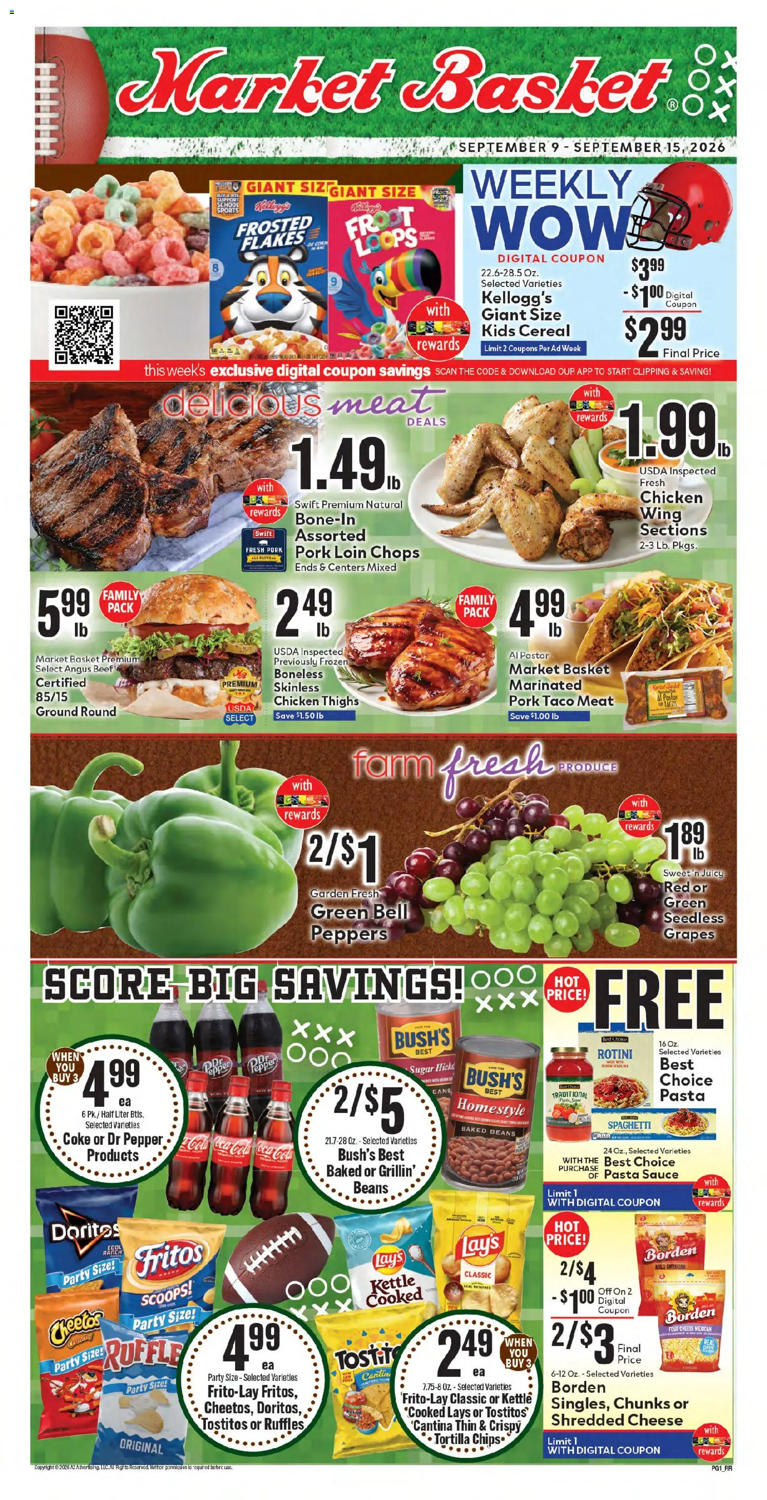 Market Basket Weekly Ad - valid from 09/09/2026 | Page: 3 | Products: Meat, Cheese, Flakes, Kettle