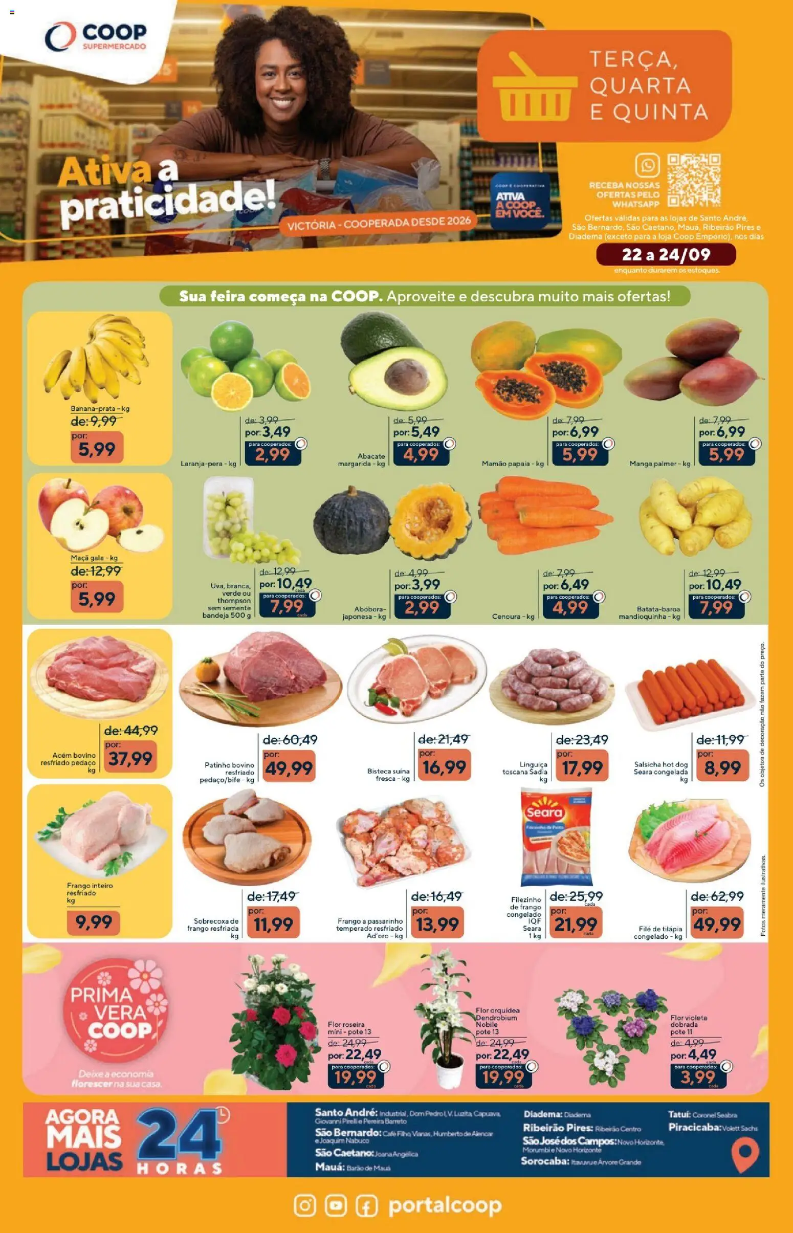 Coop Folheto - válido de 22/09/2026 | Página: 1 | Produtos: Mandioquinha, Salsicha, Acém, Filé de tilápia