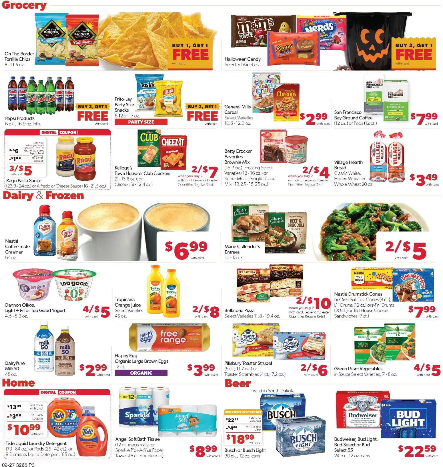 Family Fare Weekly Ad - SD - valid from 09/27/2026 | Page: 3 | Products: Toaster, Broccoli, Cheese, Chips