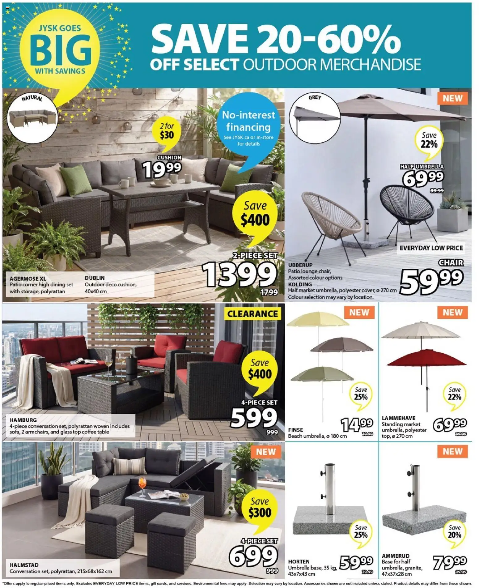 JYSK flyer valid from 04.06.2026 | Page: 3 | Products: Umbrella, Coffee table, Table, Chair