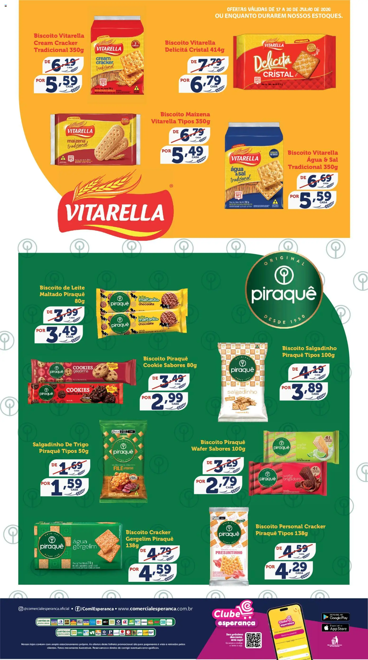Comercial Esperança Folheto - válido de 17/07/2026 | Página: 2 | Produtos: Biscoito, Leite, Sal, Cream cracker