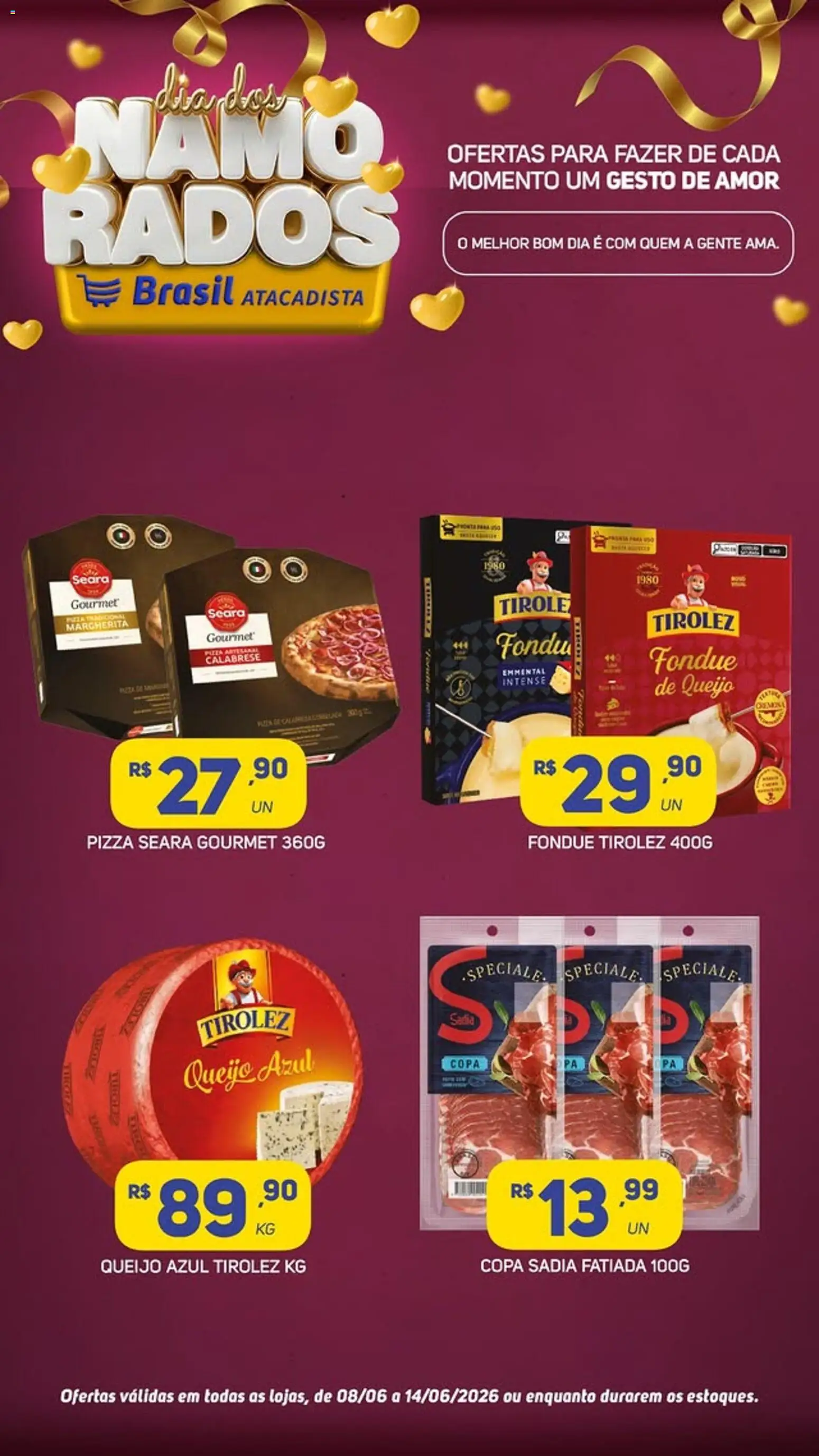 Brasil Atacadista Folheto - válido de 08.06.2026 | Página: 1 | Produtos: Queijo, Pizza, Copa