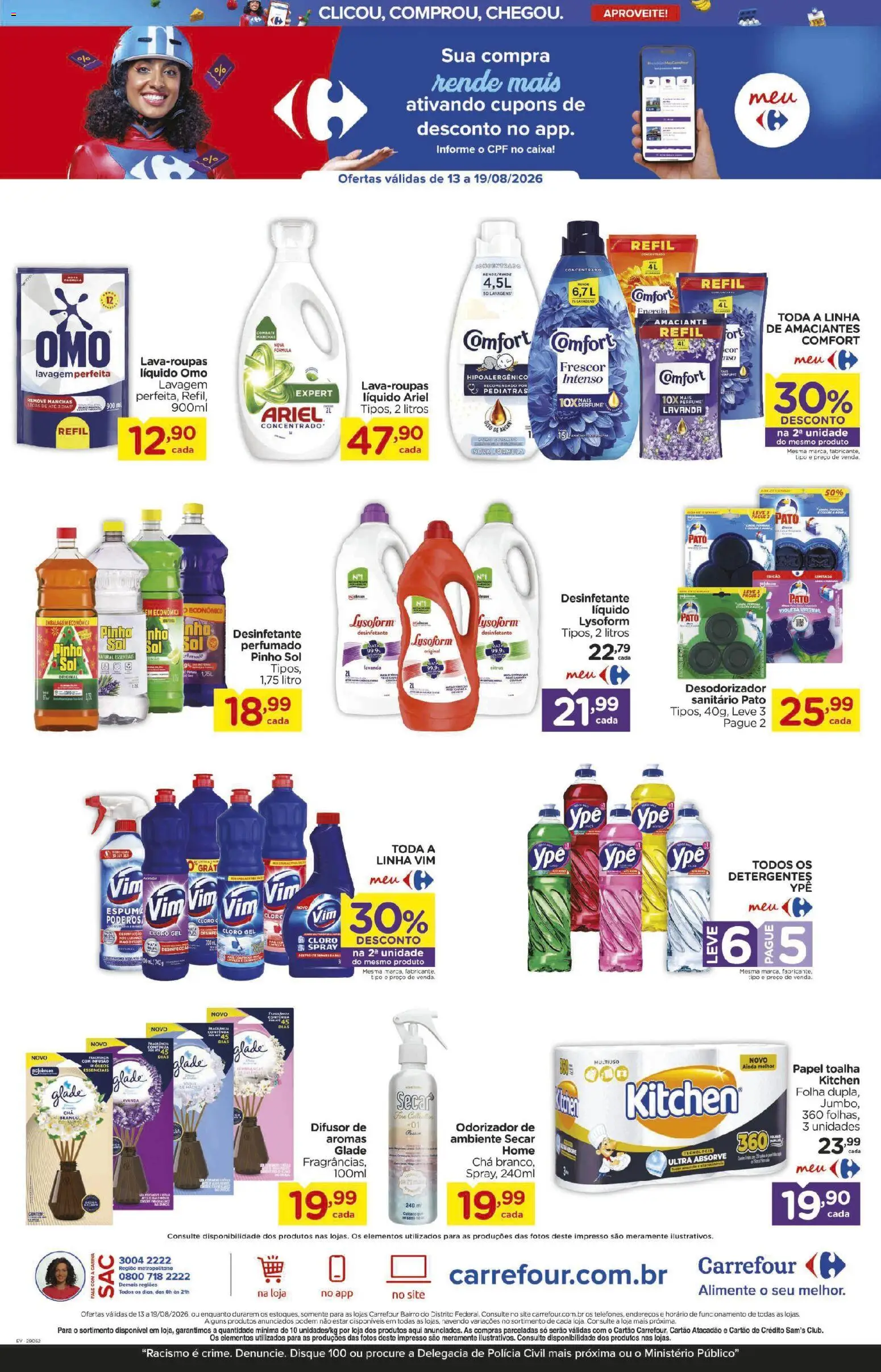 Carrefour Bairro Folheto - válido de 13/08/2026 | Página: 7 | Produtos: Cloro, Caixa, Chá, Pato