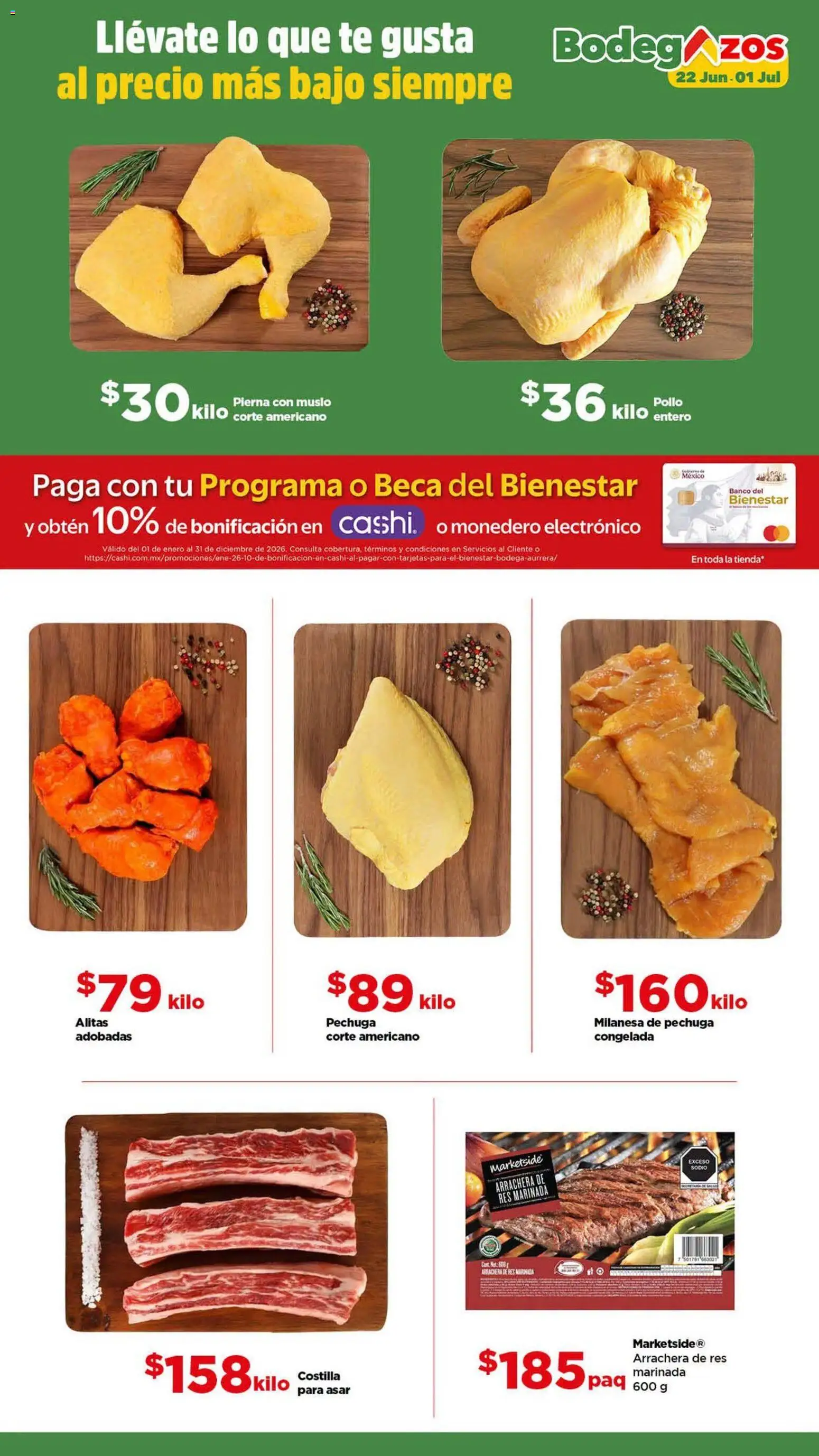 Nuevas ofertas de Bodega Aurrerá válidas en toda la República Mexicana desde el 22/06/2026. ¡Encuentra las mejores ofertas en Bodega Aurrerá folleto lleva tu despensa completa al precio más baj! | Página: 2 | Productos: Pollo, Milanesa, Banco, Té