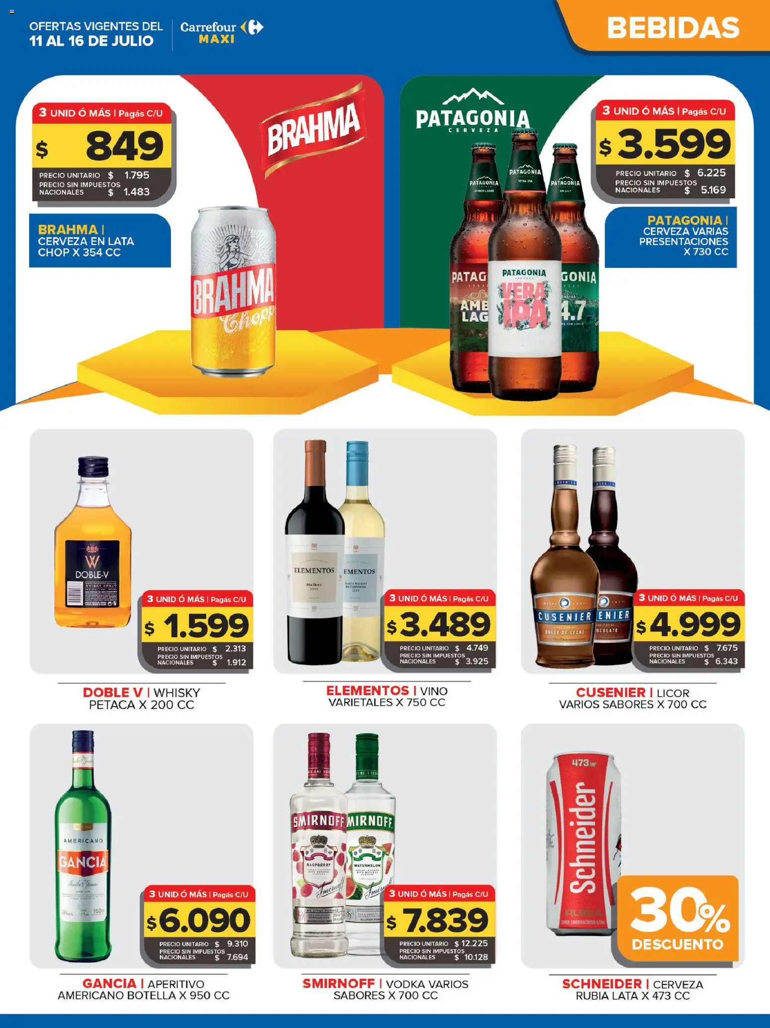 Carrefour Maxi │ válido desde el 11/07/2026 | Página: 3 | Productos: Vodka, Whisky, Dulce de leche, Vino