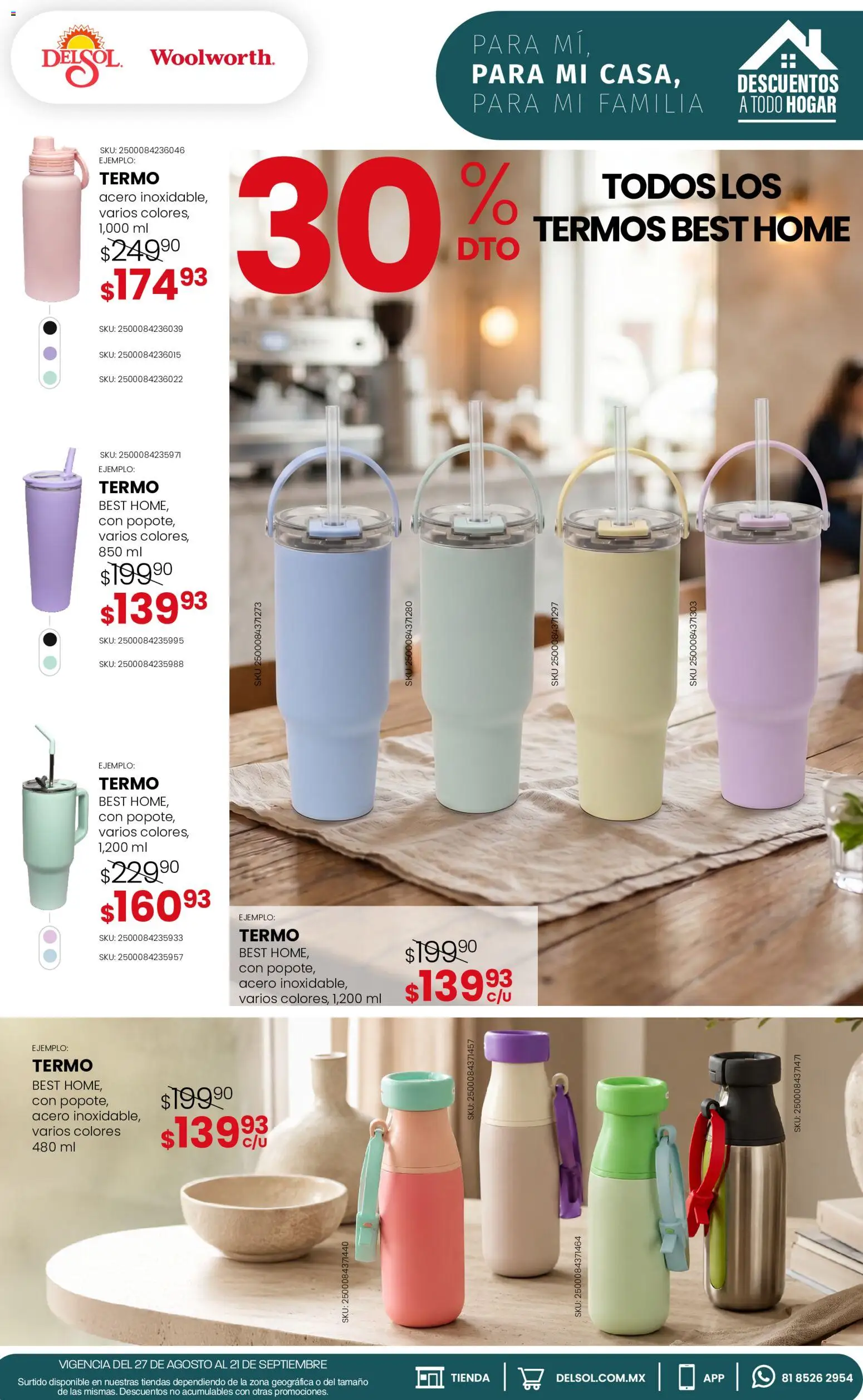 Nuevas ofertas de Del Sol y Woolworth válidas en toda la República Mexicana desde el 27/08/2026. ¡Encuentra las mejores ofertas en Del Sol y Woolworth catálogo! | Página: 11 | Productos: Termo