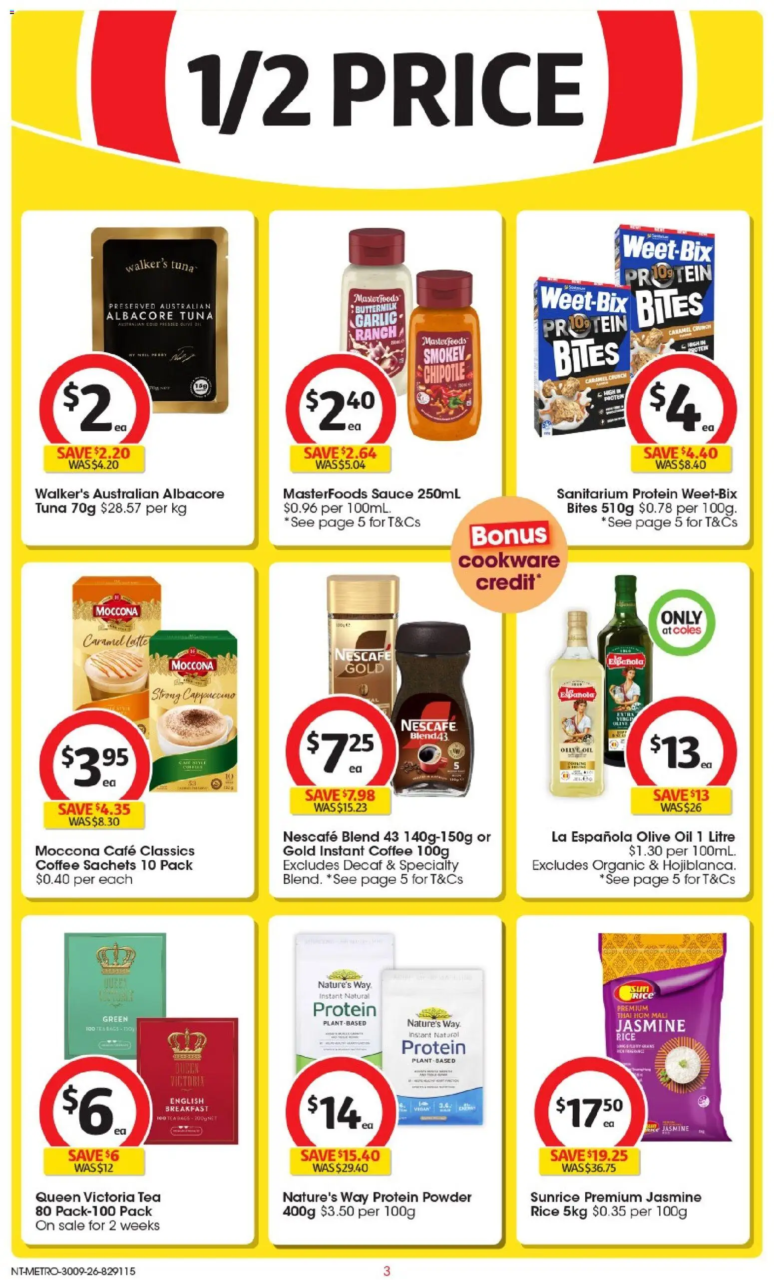 Coles catalogue - valid from 30/09/2026 | Page: 3 | Products: Protein, Protein powder, Cereal, Instant coffee
