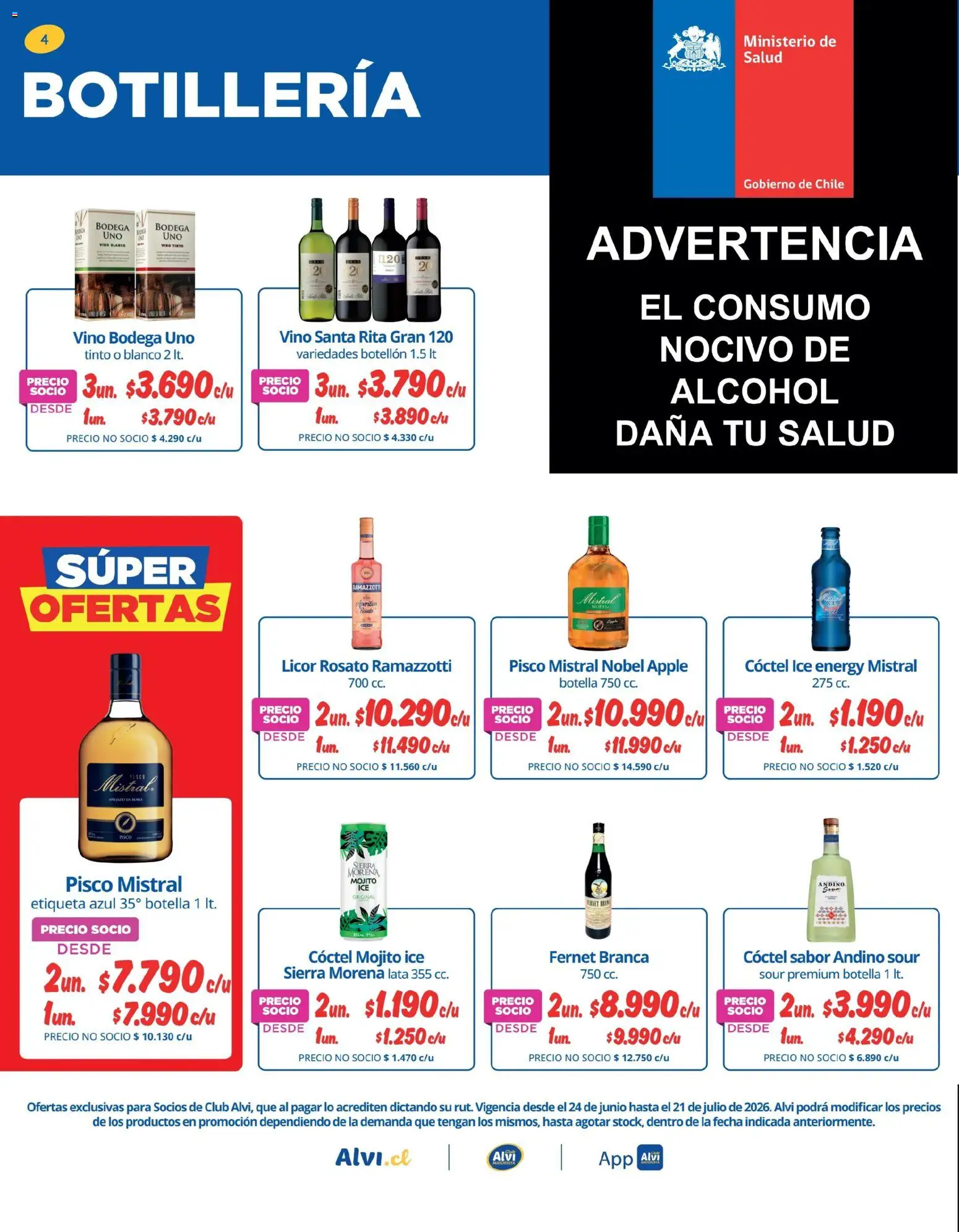 Alvi catálogo │ válido desde el 23.06.2026 | Página: 4 | Productos: Sierra, Botella, Vino, Fernet