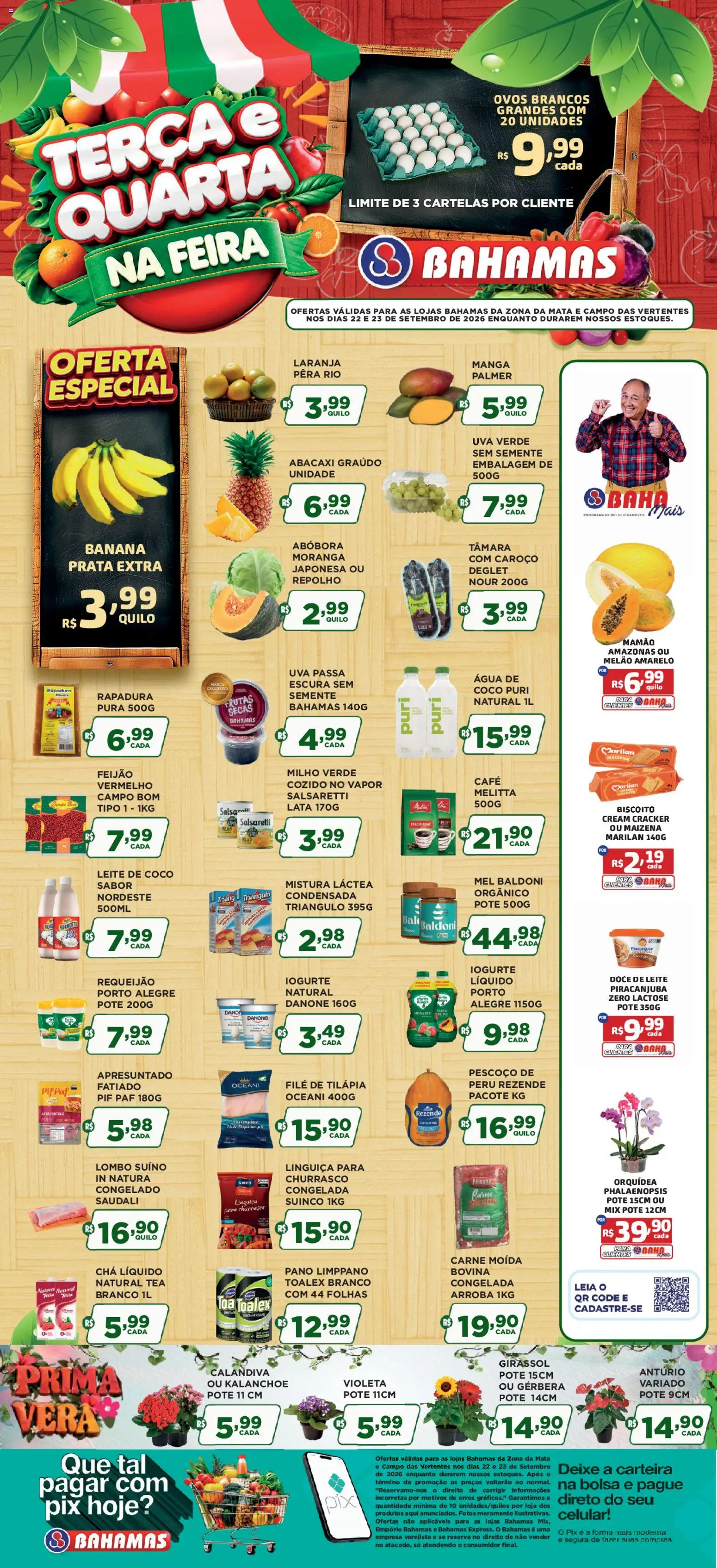 Bahamas Supermercados Folheto - válido de 22/09/2026 | Página: 1 | Produtos: Coco, Abóbora, Linguiça, Milho
