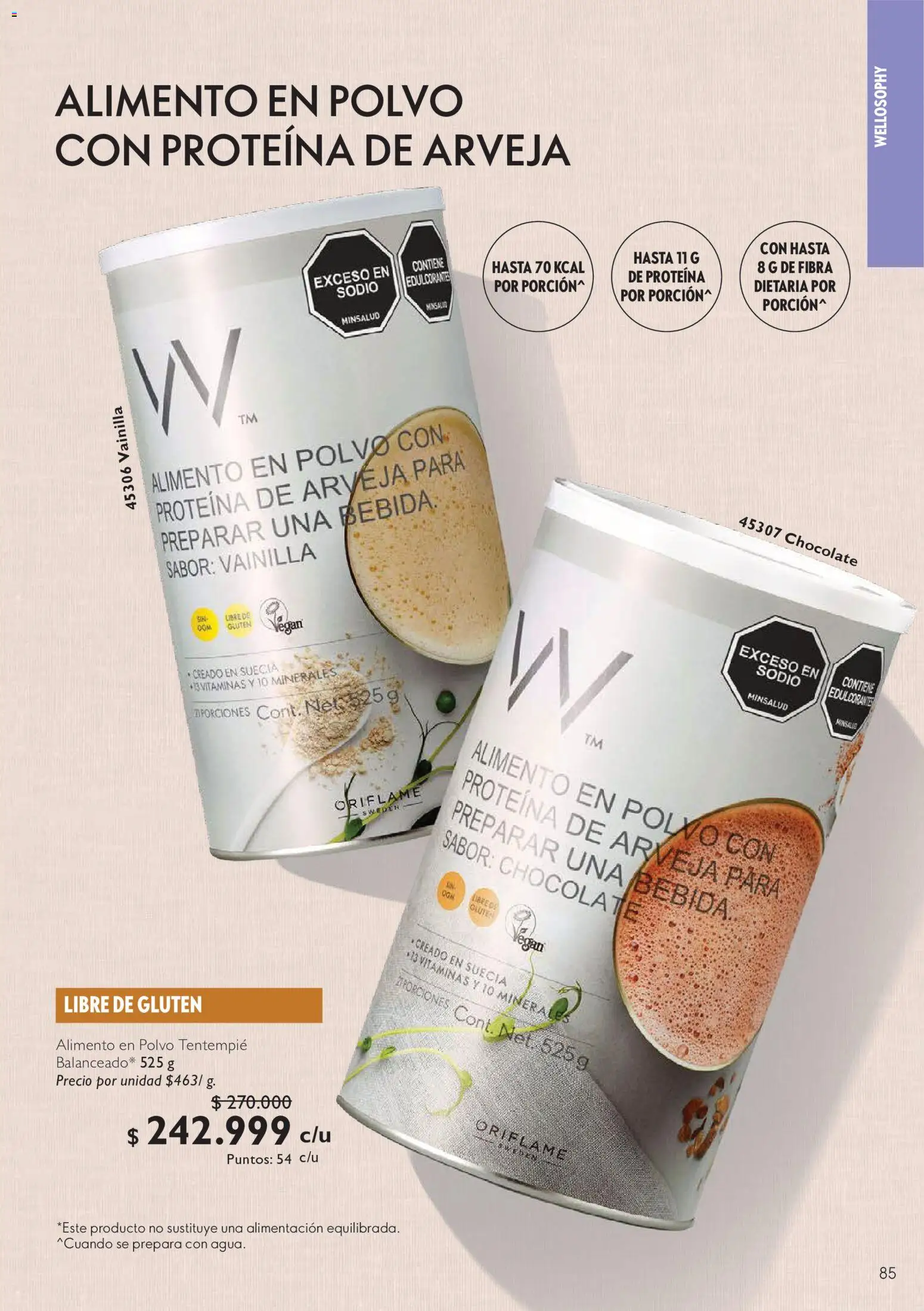 Oriflame revista - valida desde el 01/08/2026 | Página: 85 | Productos: Polvo, Vitaminas, Chocolate