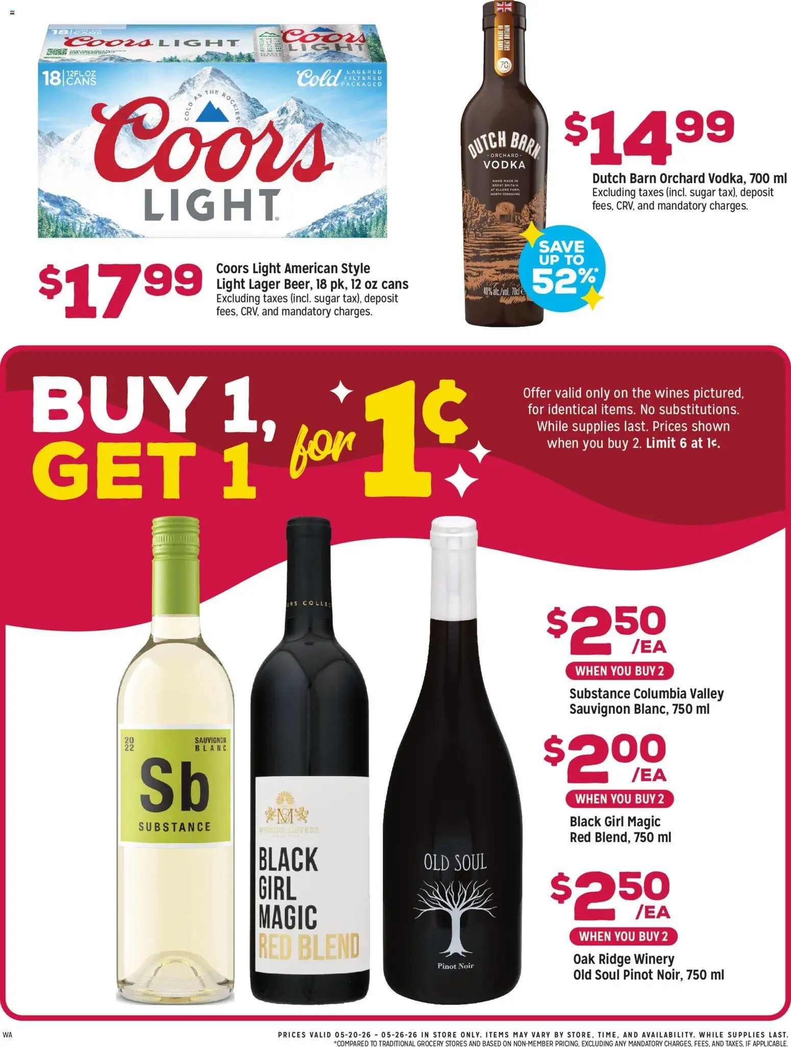 Grocery Outlet Weekly Ad - valid from 20.05.2026 | Page: 5 | Products: Ridge, Vodka, Sugar