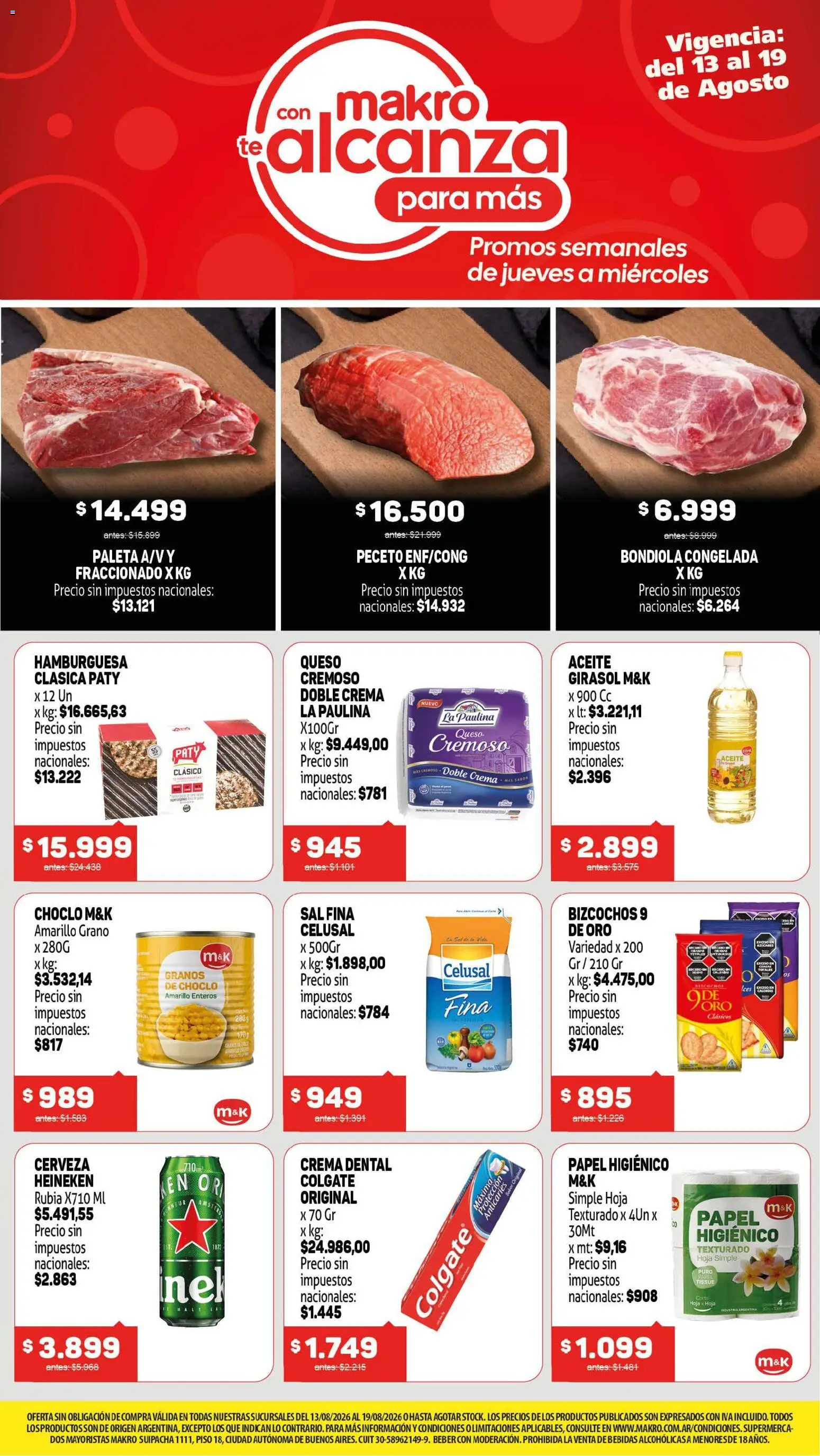 Makro makro alcahza │ válido desde el 13/08/2026 | Página: 1 | Productos: Aceite, Sal, Queso, Cerveza