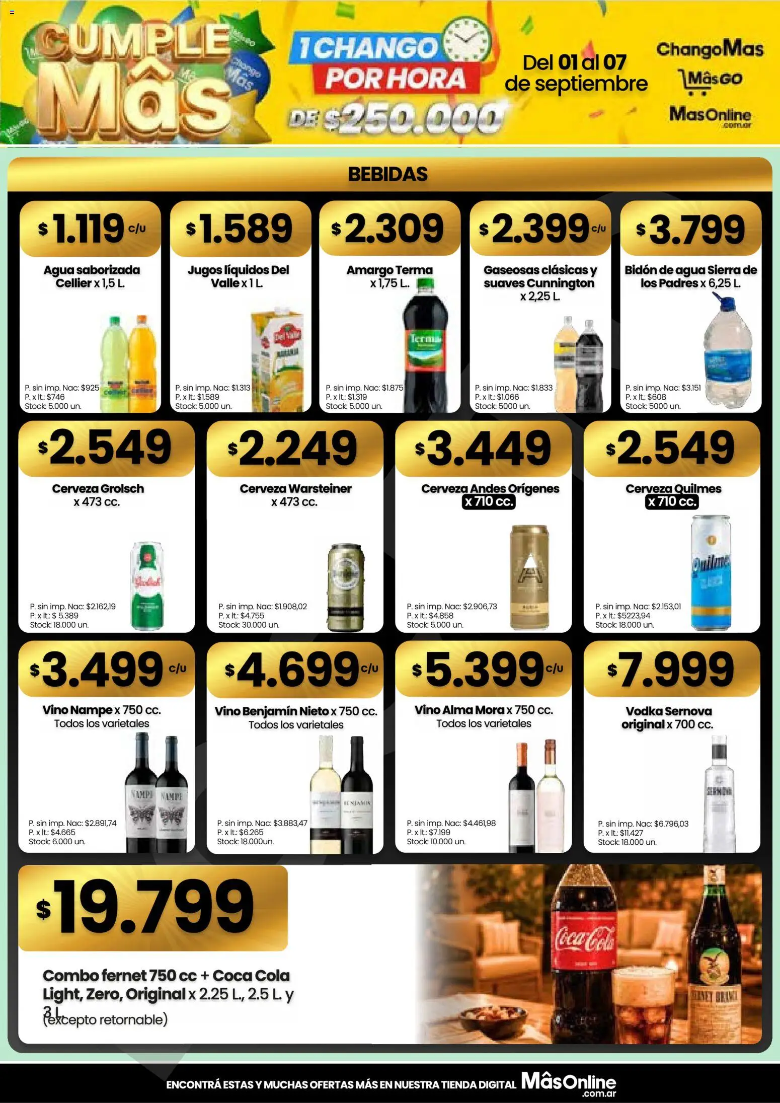 Changomas ofertas │ válido desde el 01/09/2026 | Página: 6 | Productos: Vodka, Vino, Cerveza, Sierra