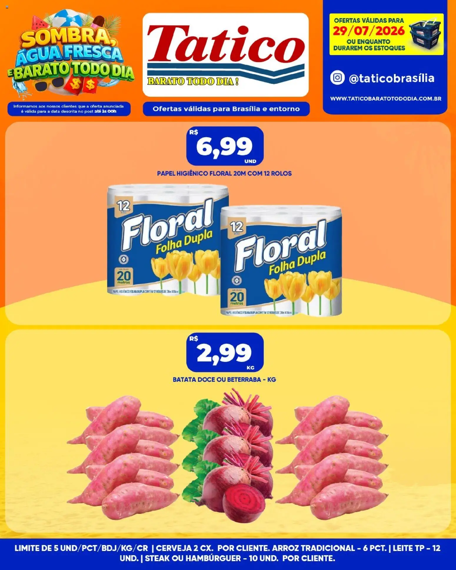 Tatico Folheto - válido de 29/07/2026 | Página: 4 | Produtos: Beterraba, Arroz, Hambúrguer, Papel higiênico