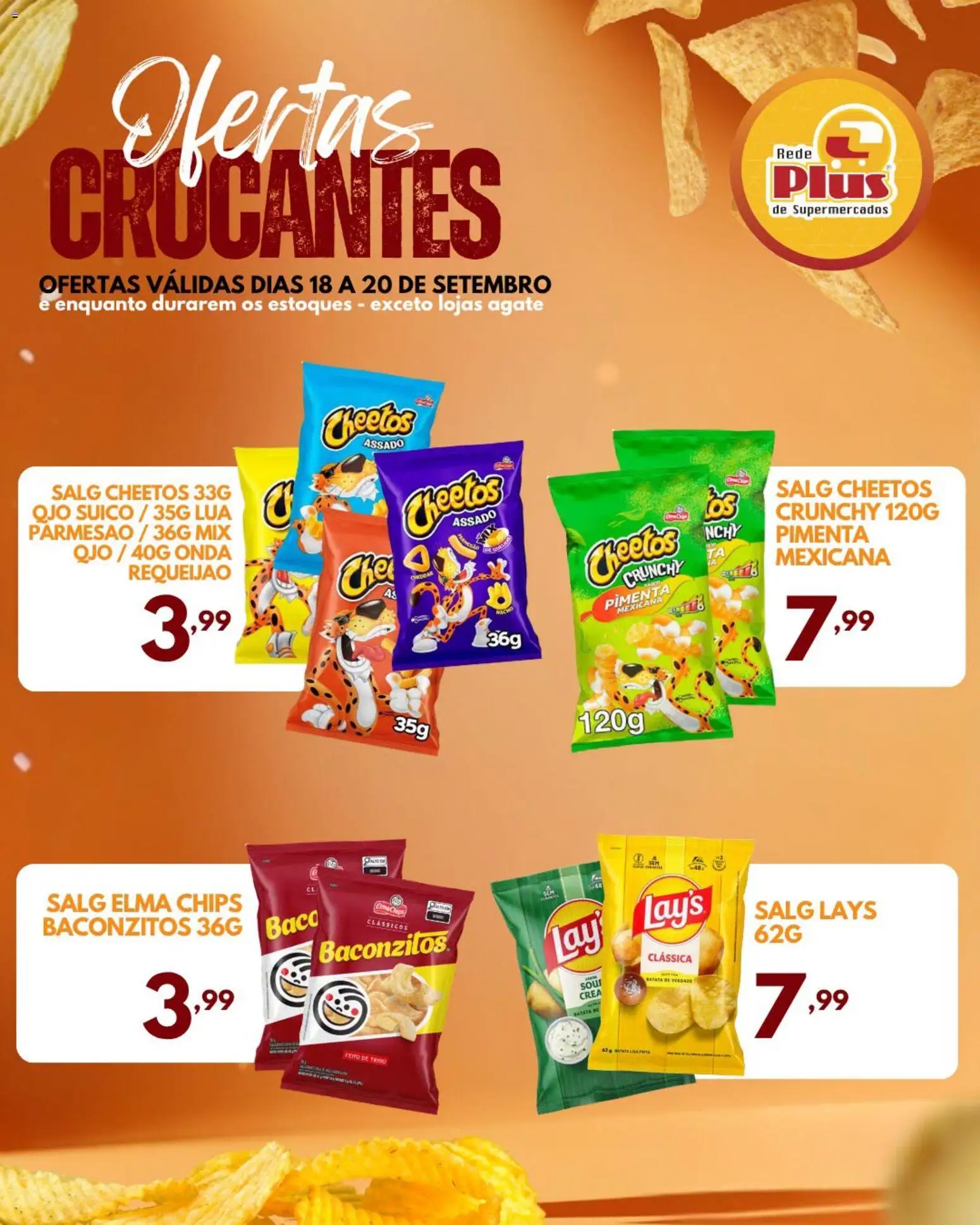 Rede Plus Supermercados Folheto - válido de 18/09/2026 | Página: 3 | Produtos: Elma Chips, Parmesão, Cheetos, Batata