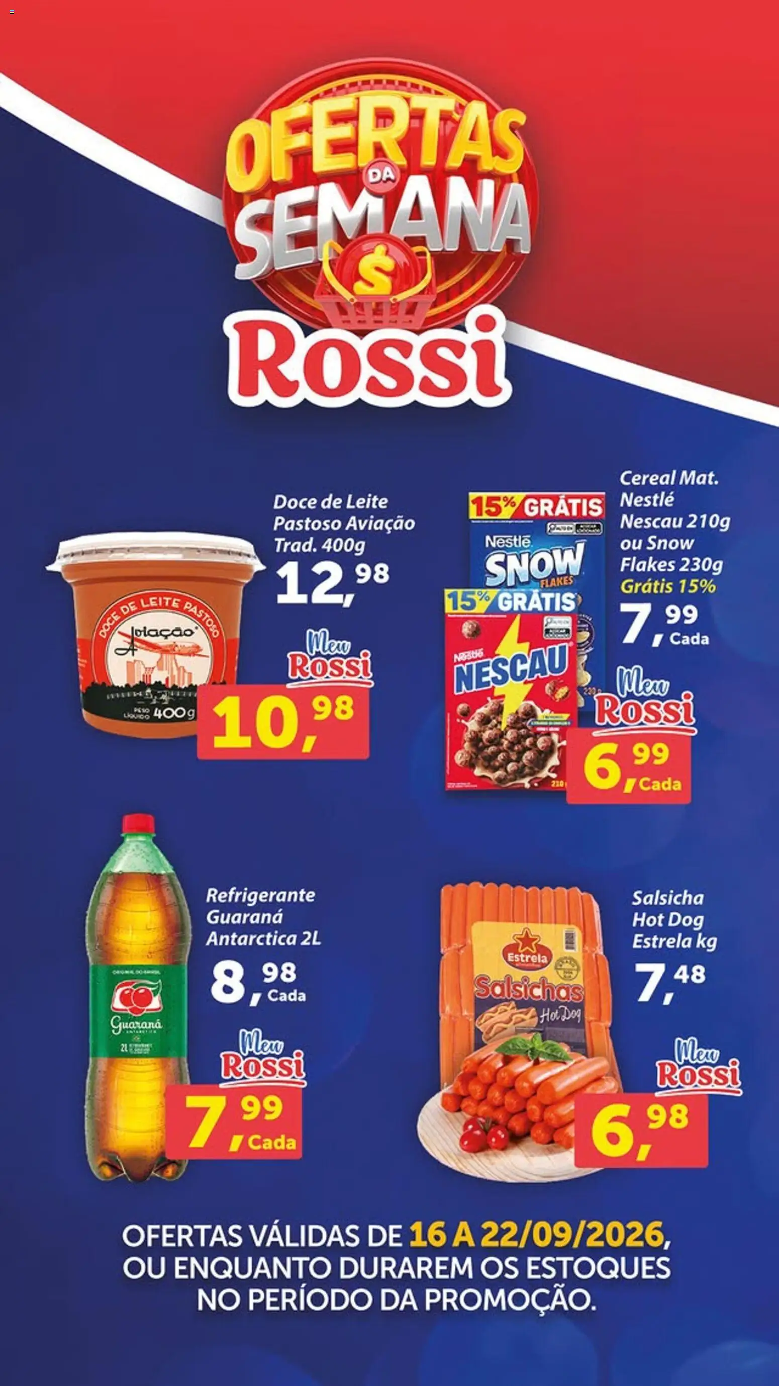 Rossi Supermercados Folheto - válido de 16/09/2026 | Página: 3 | Produtos: Guaraná, Salsicha, Refrigerante, Doce de leite