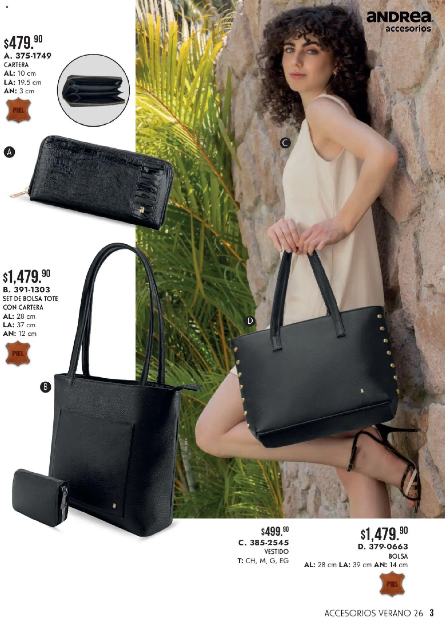 Nuevas ofertas de Andrea válidas en toda la República Mexicana desde el 24/05/2026. ¡Encuentra las mejores ofertas en Andrea catálogo Accesorios para todos! | Página: 3 | Productos: Bolsa, Vestido