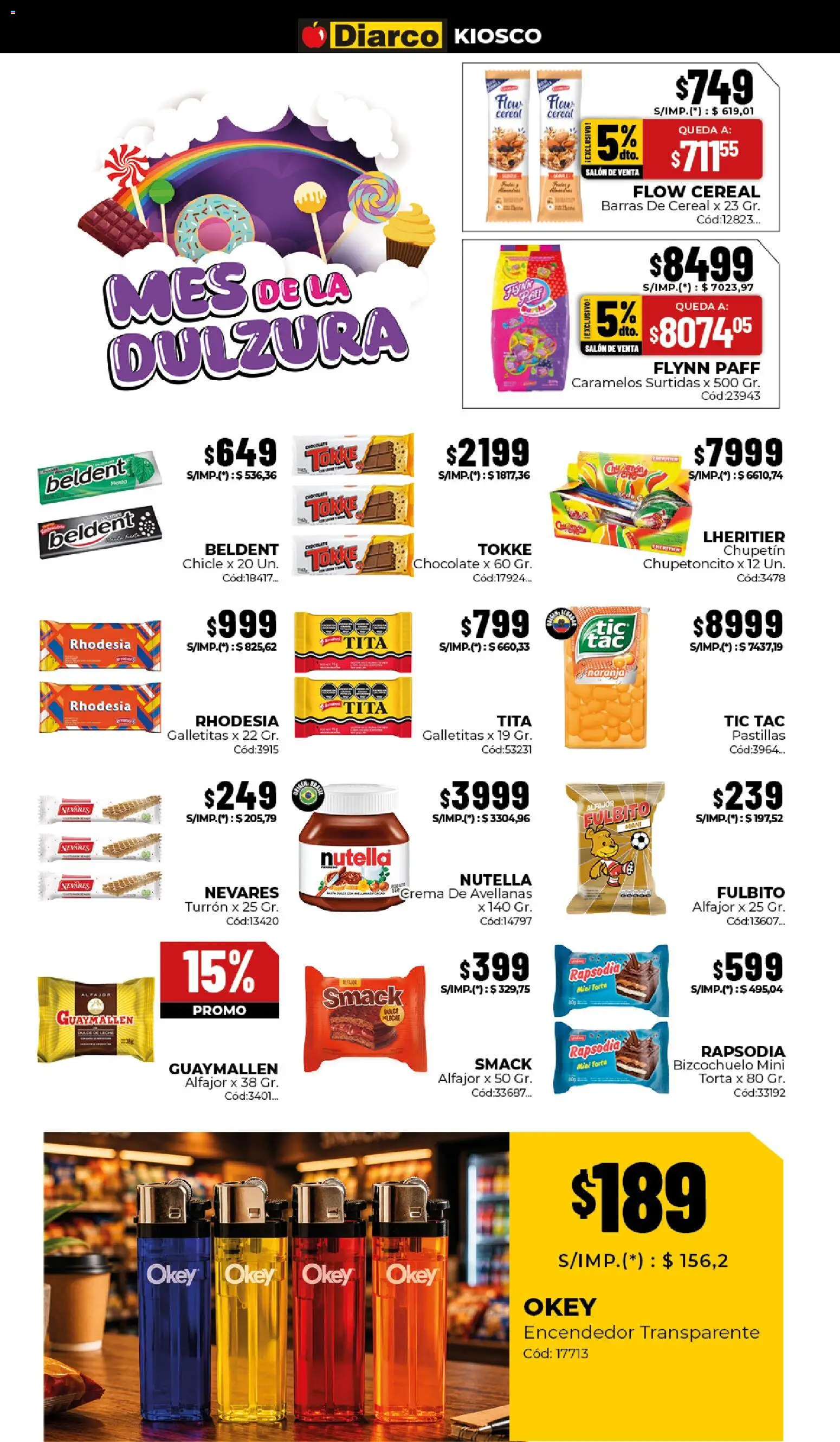 Diarco ofertas │ válido desde el 20/07/2026 | Página: 6 | Productos: Encendedor, Mani, Chocolate, Turrón