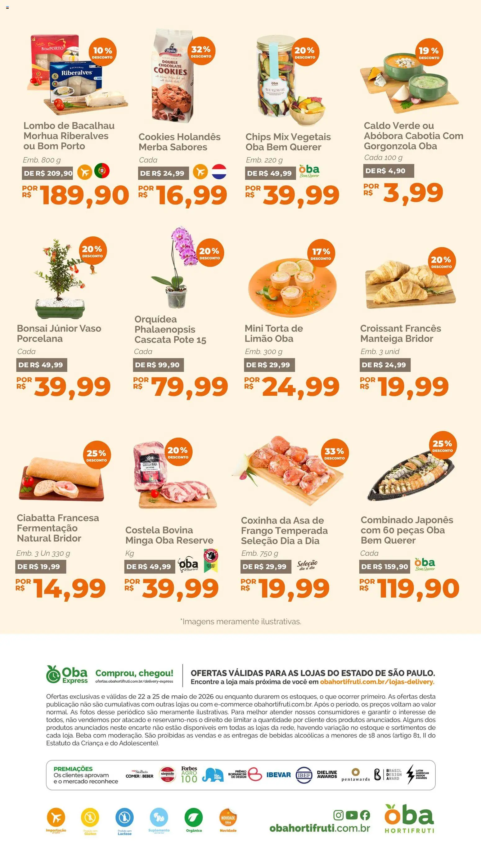 Oba Hortifruti Folheto - válido de 22.05.2026 | Página: 5 | Produtos: Maiô, Lombo, Chocolate, Frango
